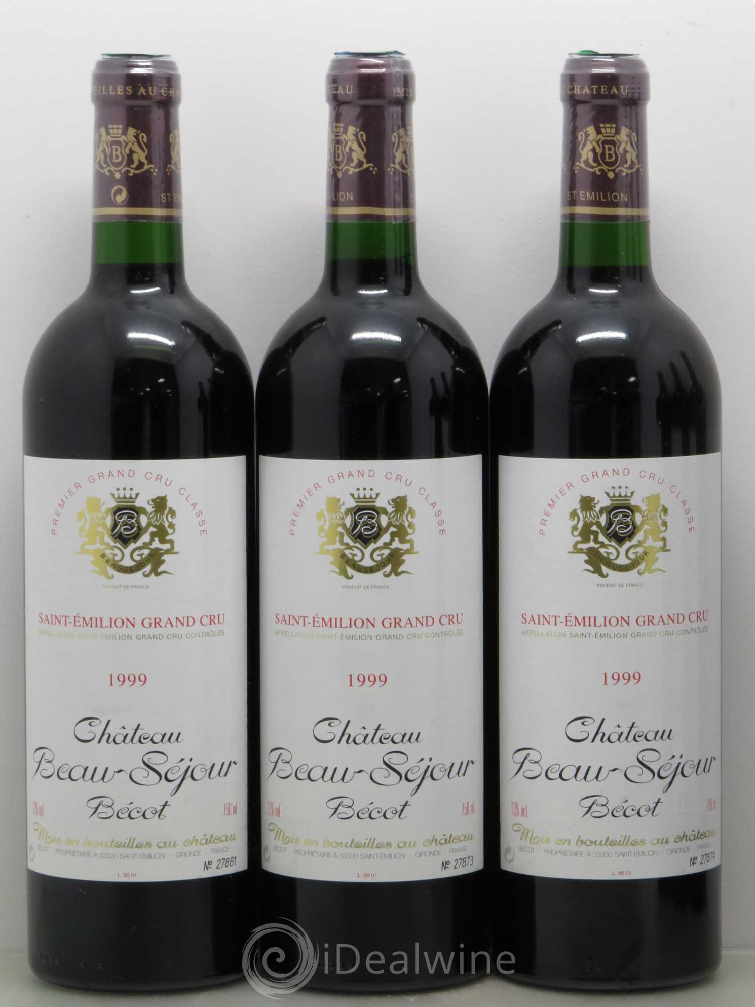 Château Beau-Séjour Bécot 1er Grand Cru Classé B 1999 - Lot de 6 bouteilles - 1