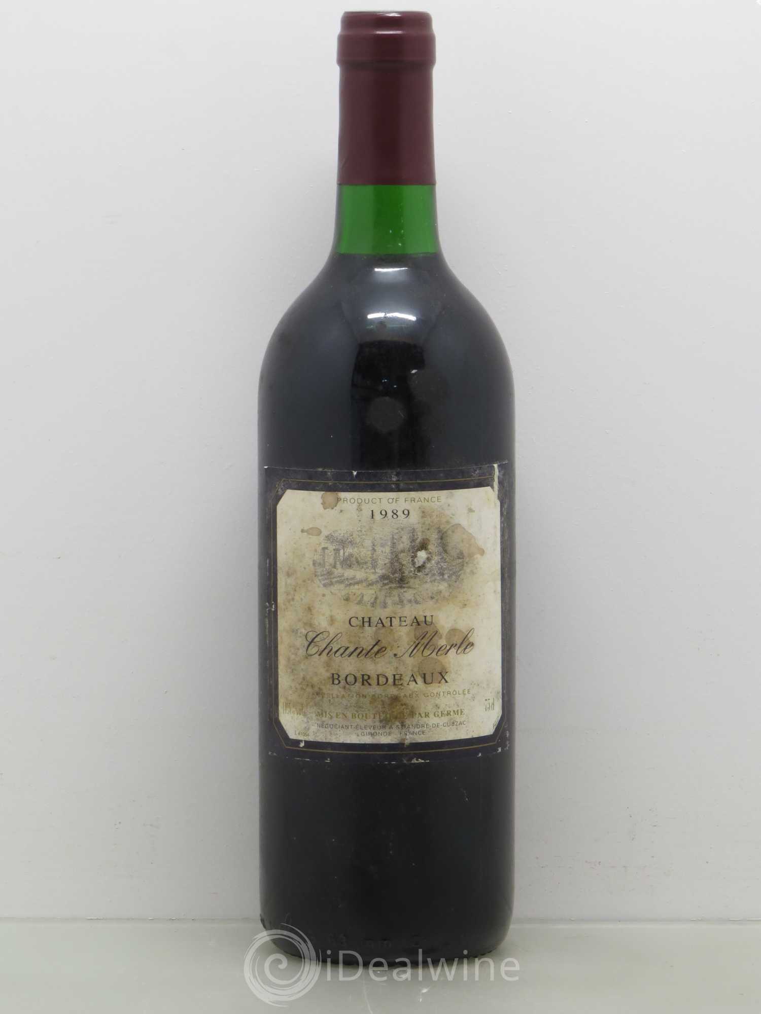 Bordeaux Château Chante Merle 1989 - Posten von 1 Flasche - 0
