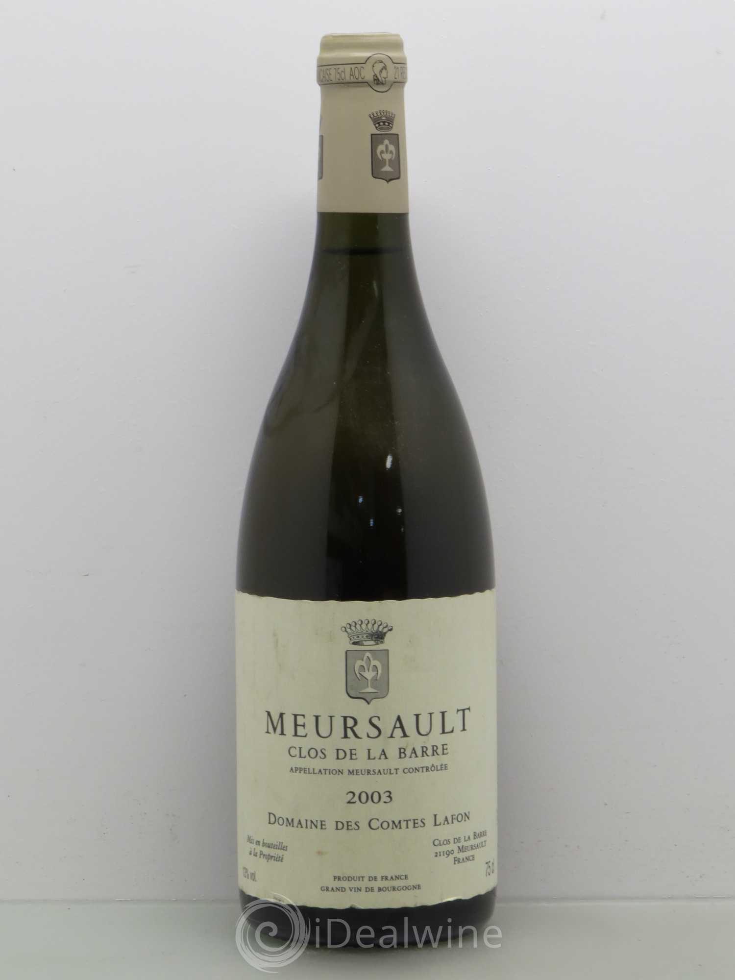 Meursault Clos de la Barre Comtes Lafon (Domaine des) 2003 - Lot de 1 bouteille - 0