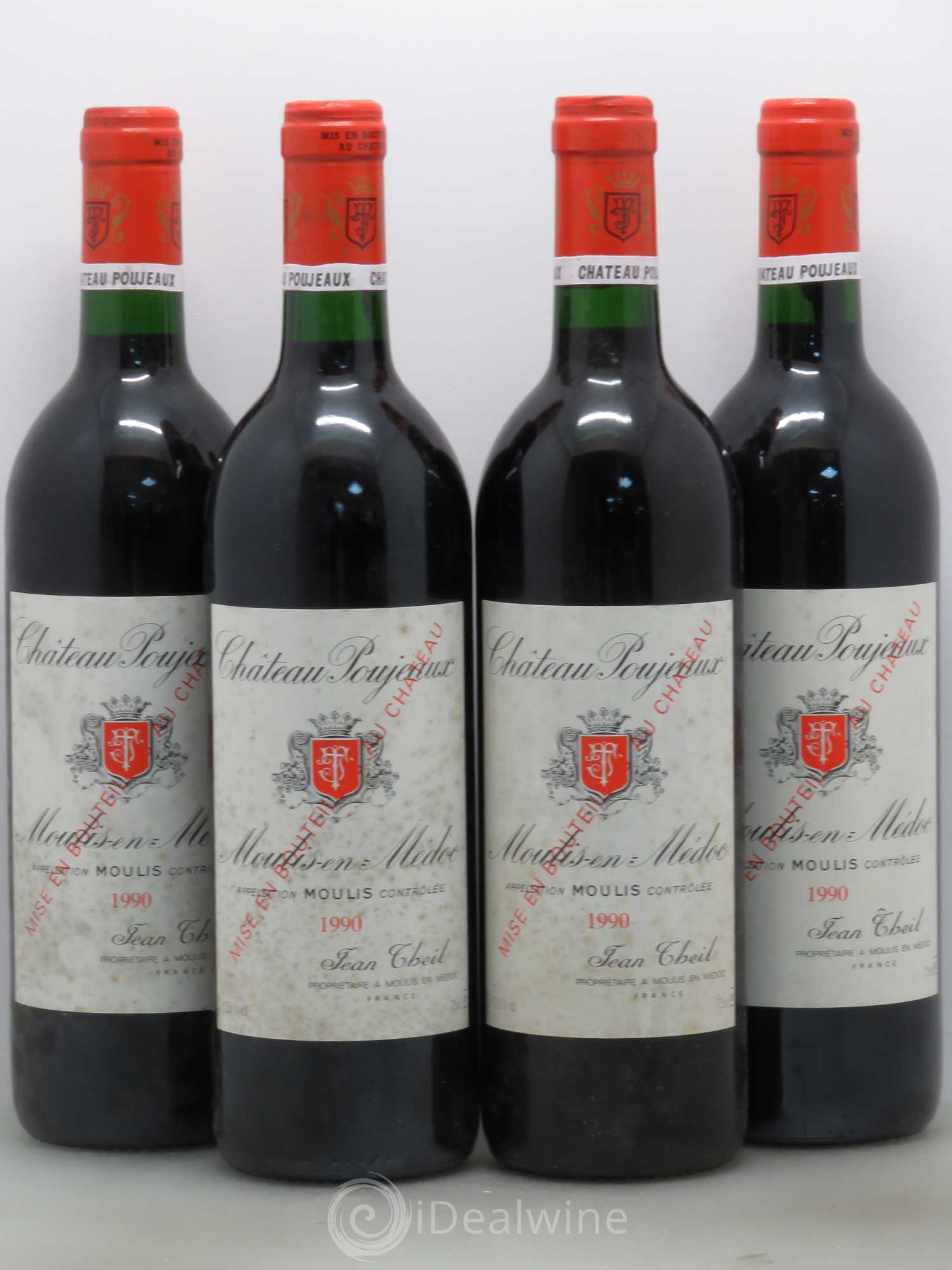 Château Poujeaux 1990 - Lot de 4 bouteilles - 0