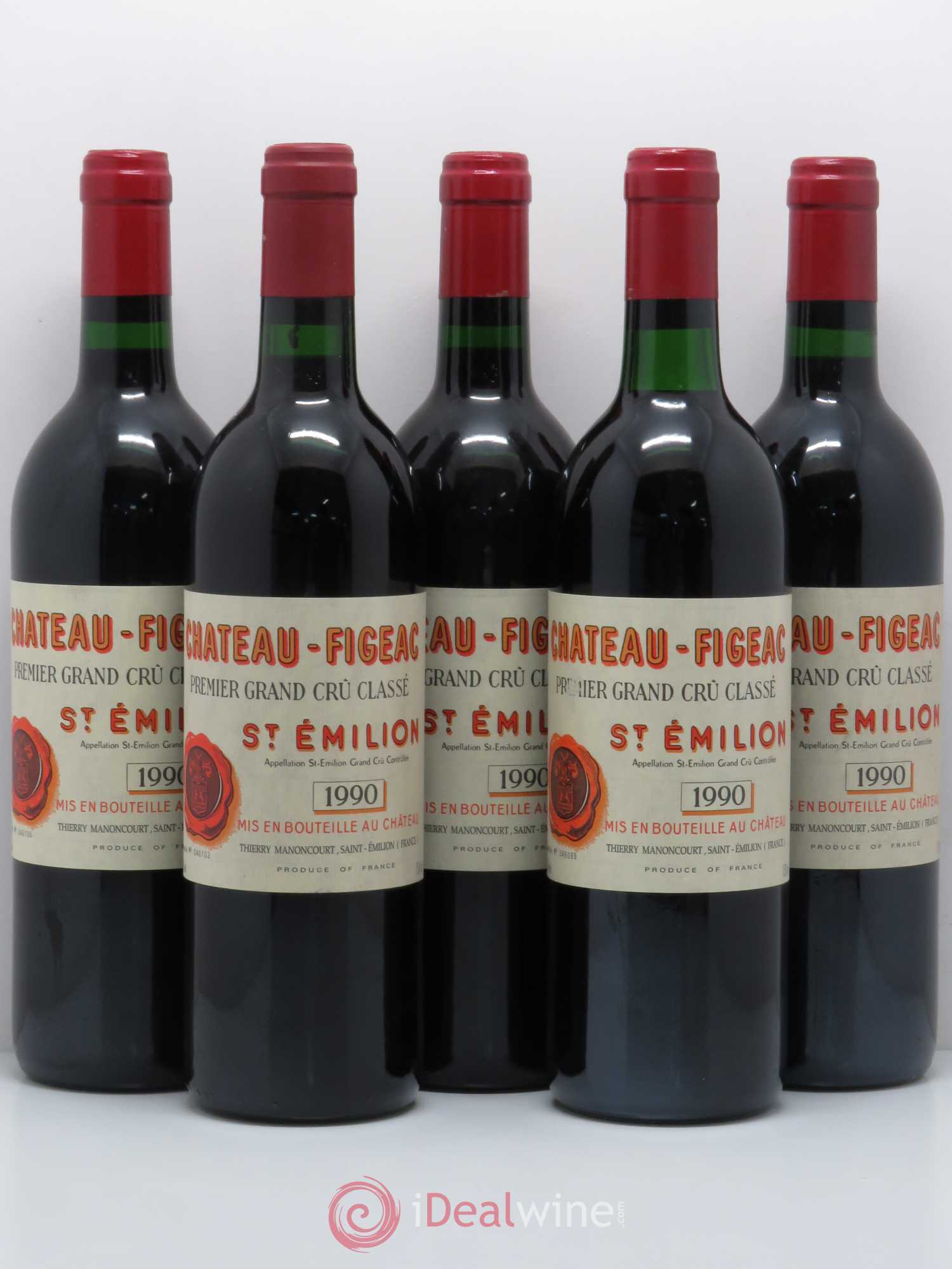 Château Figeac 1er Grand Cru Classé A 1990 - Lot de 5 bouteilles - 0