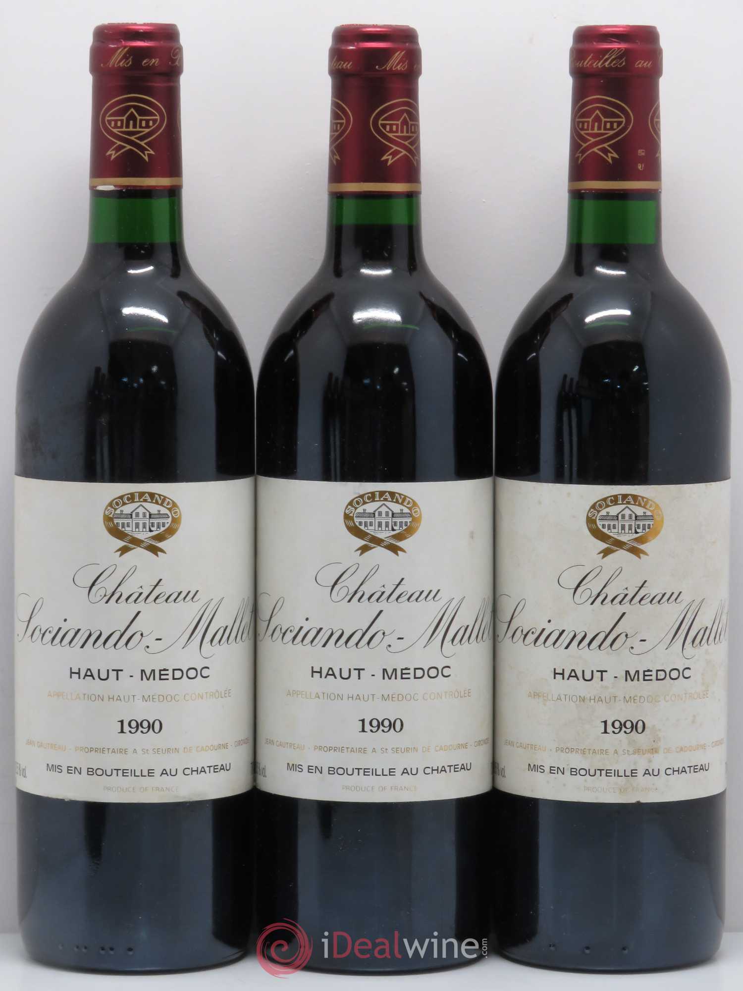 Château Sociando Mallet 1990 - Lot de 6 bouteilles - 1