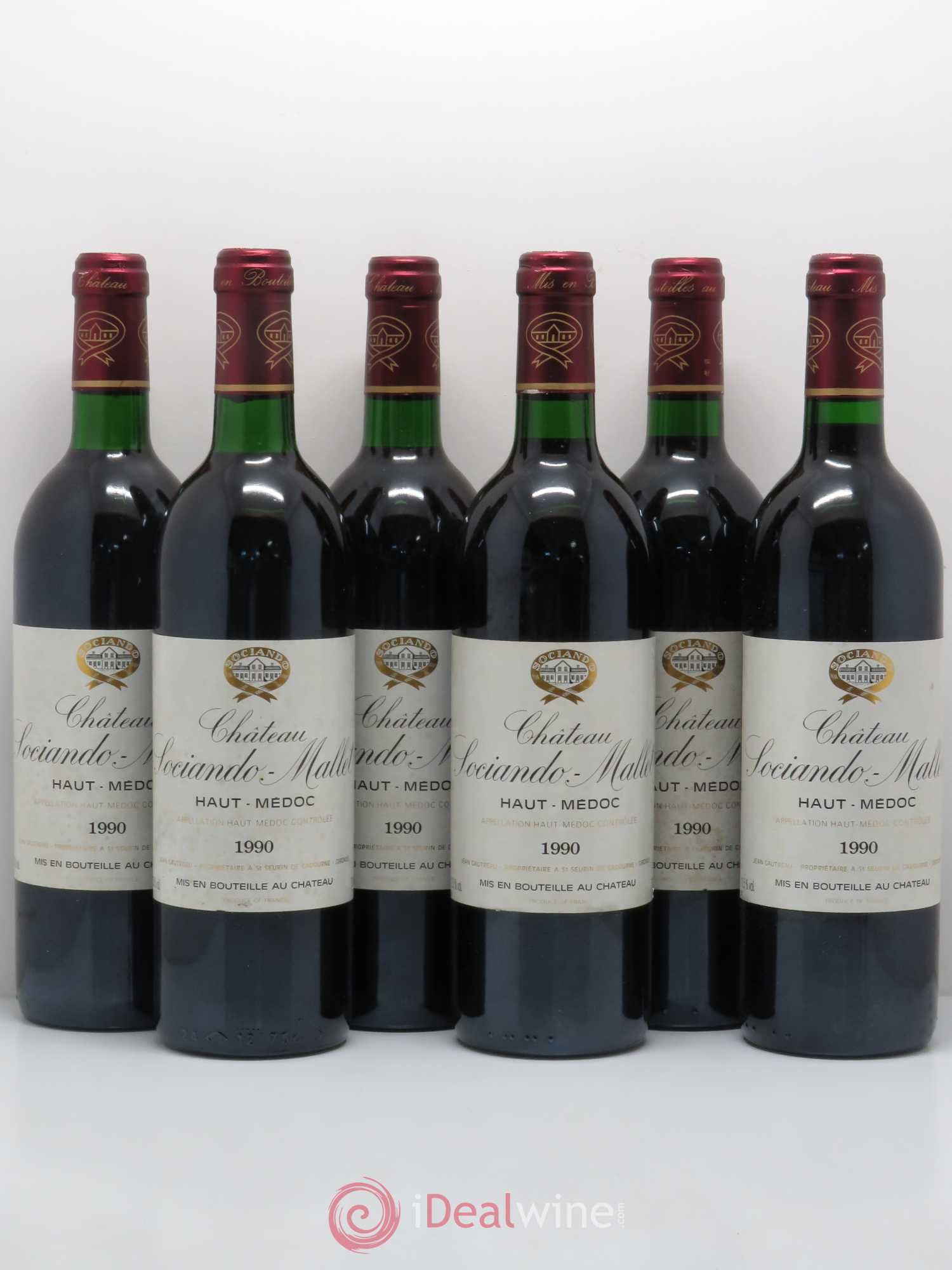 Château Sociando Mallet 1990 - Lot de 6 bouteilles - 0