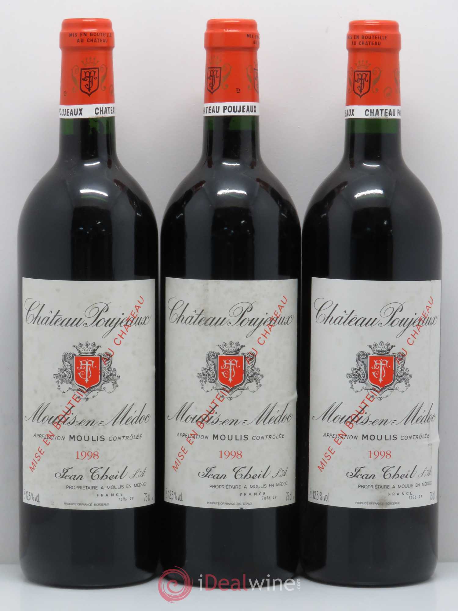 Château Poujeaux 1998 - Lot de 3 bouteilles - 0