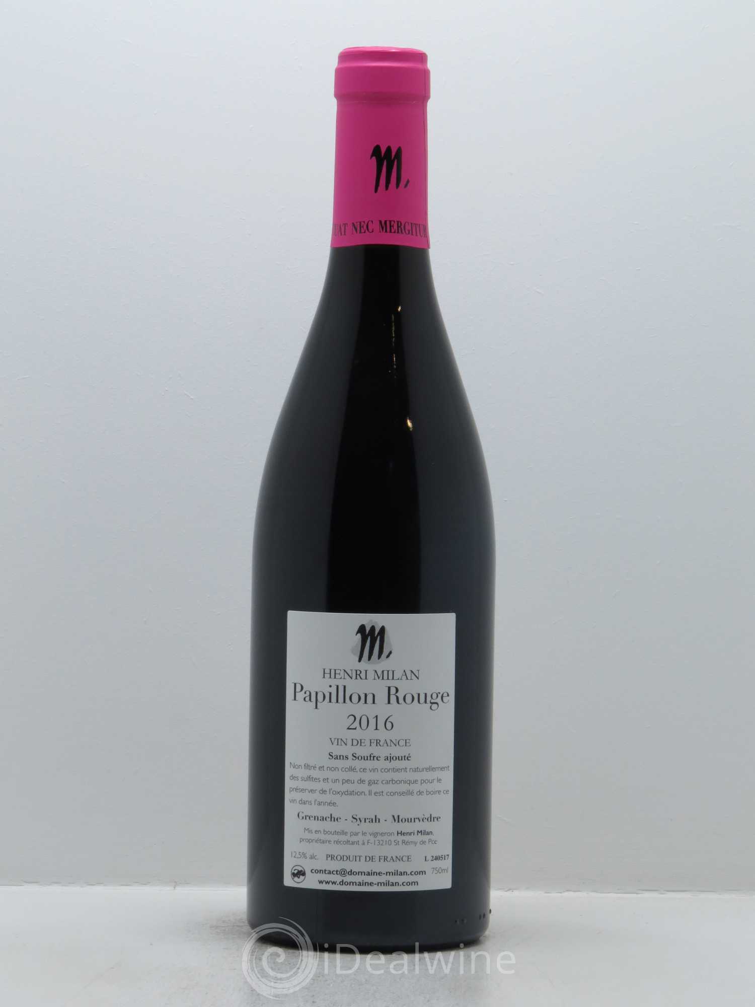 Vin de France Papillon Sans Soufre Henri Milan 2016 - Lot de 1 bouteille - 1