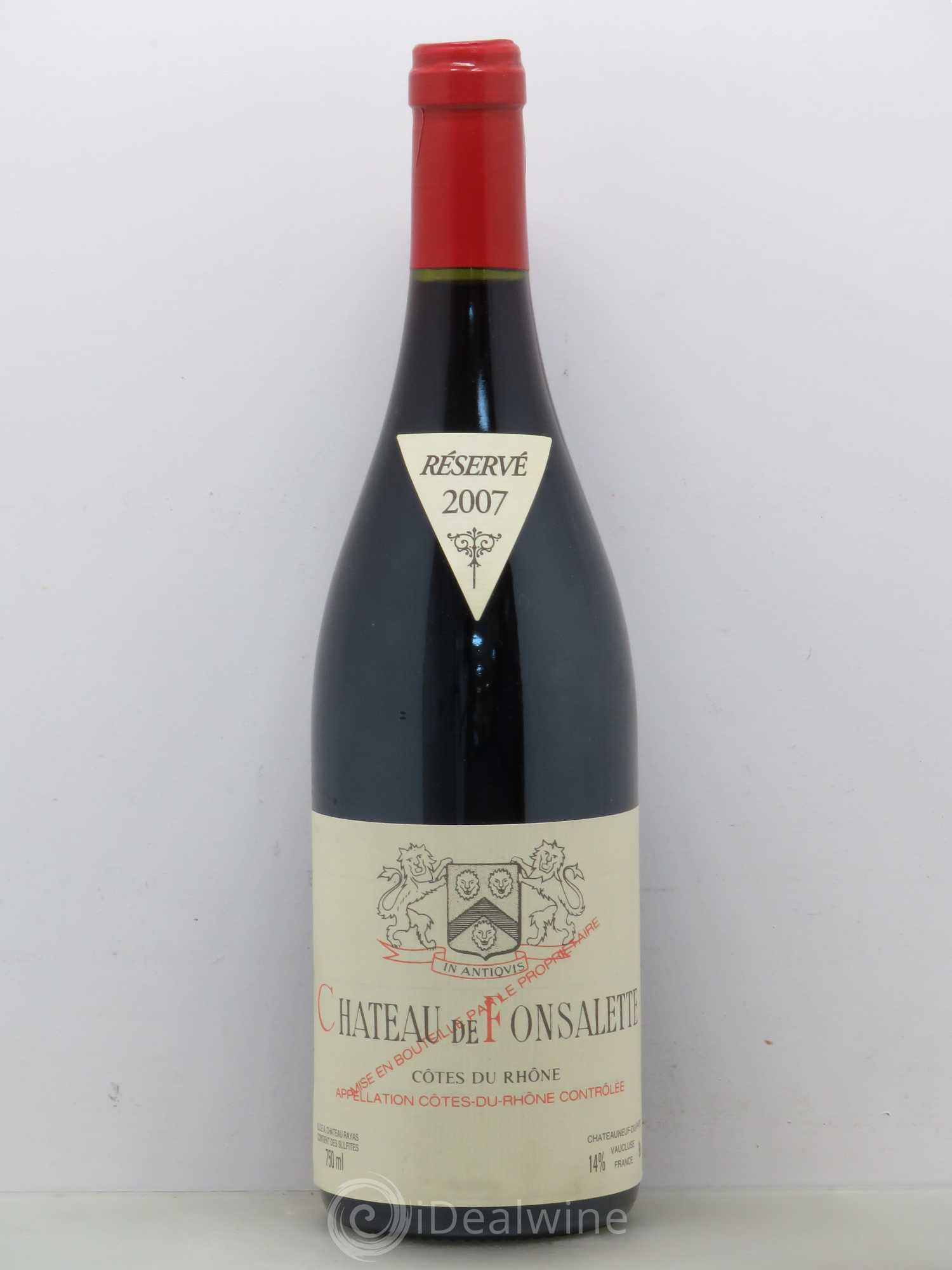 Côtes-du-Rhône Château de Fonsalette Emmanuel Reynaud 2007 - Lot de 1 bouteille - 0