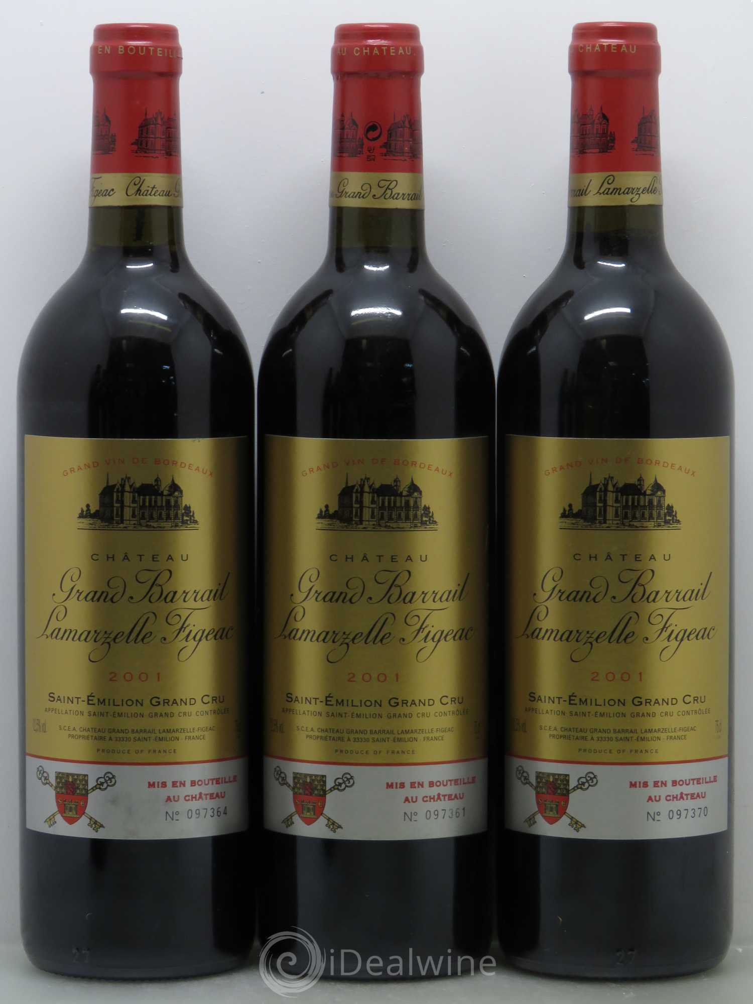 Château Grand Barrail Lamarzelle Figeac Grand Cru Classé 2001 - Lot de 12 bouteilles - 1