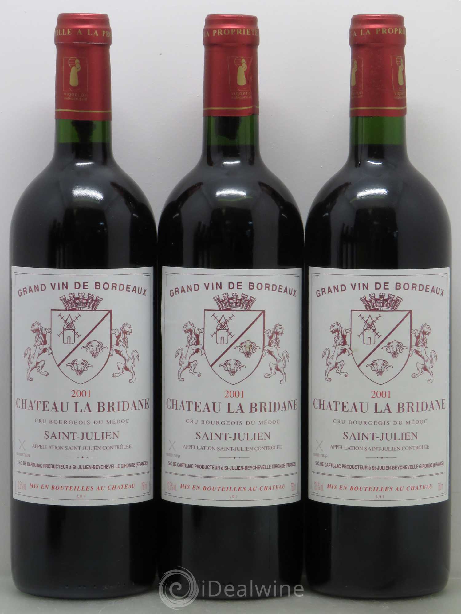 Château la Bridane Cru Bourgeois 2001 - Lot de 12 bouteilles - 1