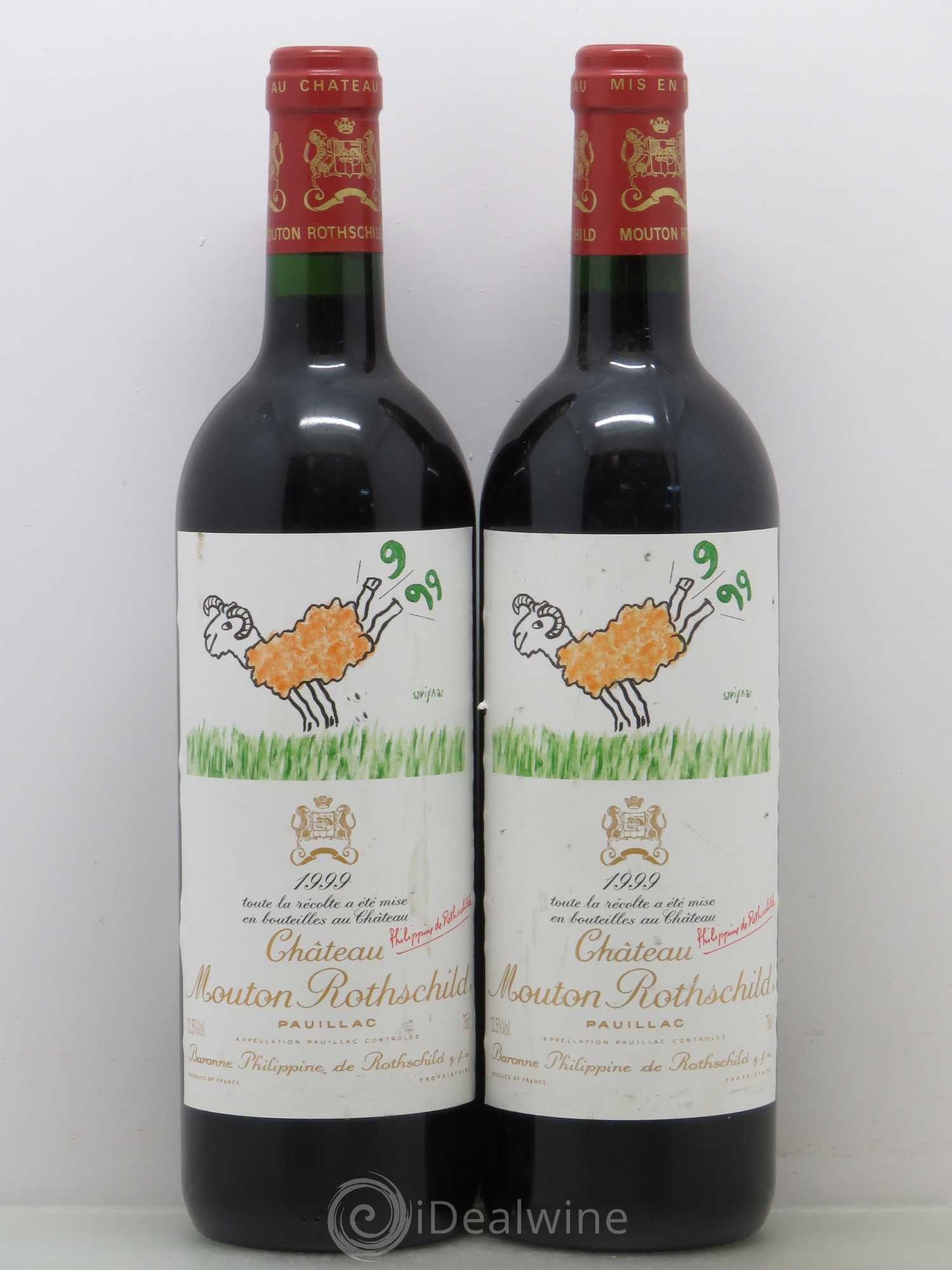 Château Mouton Rothschild 1er Grand Cru Classé 1999 - Lot de 2 bouteilles - 0