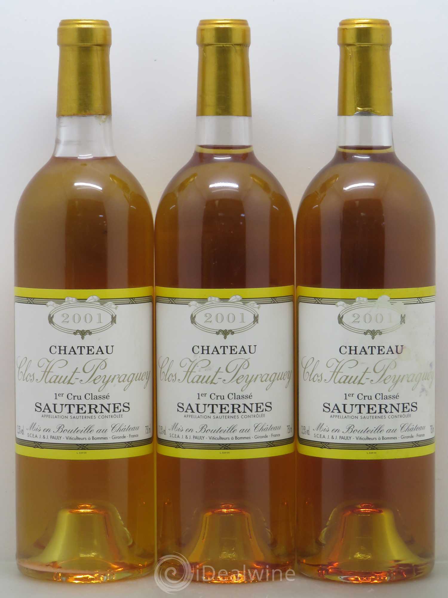 Clos Haut-Peyraguey 1er Grand Cru Classé 2001 - Lotto di 3 bottiglie - 0
