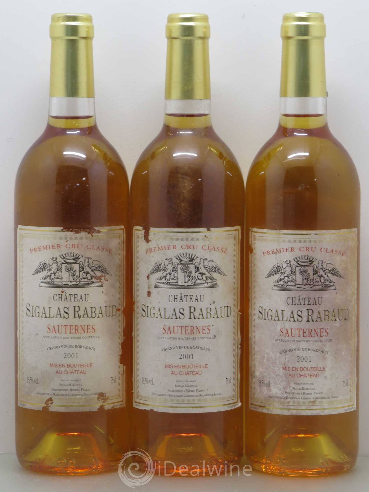 Château Sigalas Rabaud 1er Grand Cru Classé 2001 - Lotto di 3 bottiglie - 0