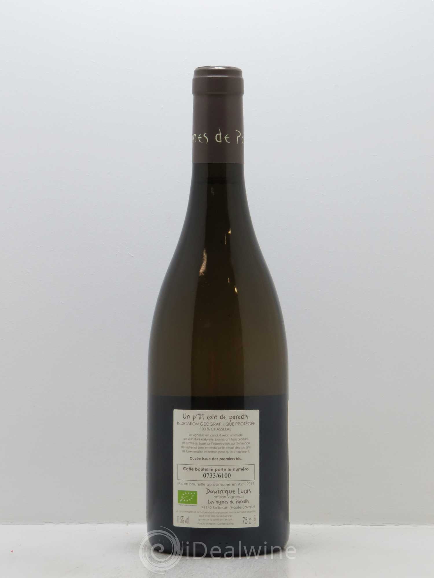 Vin des Allobroges Chasselas Un p'tit coin de paradis Les Vignes de Paradis 2016 - Lot de 1 bouteille - 1