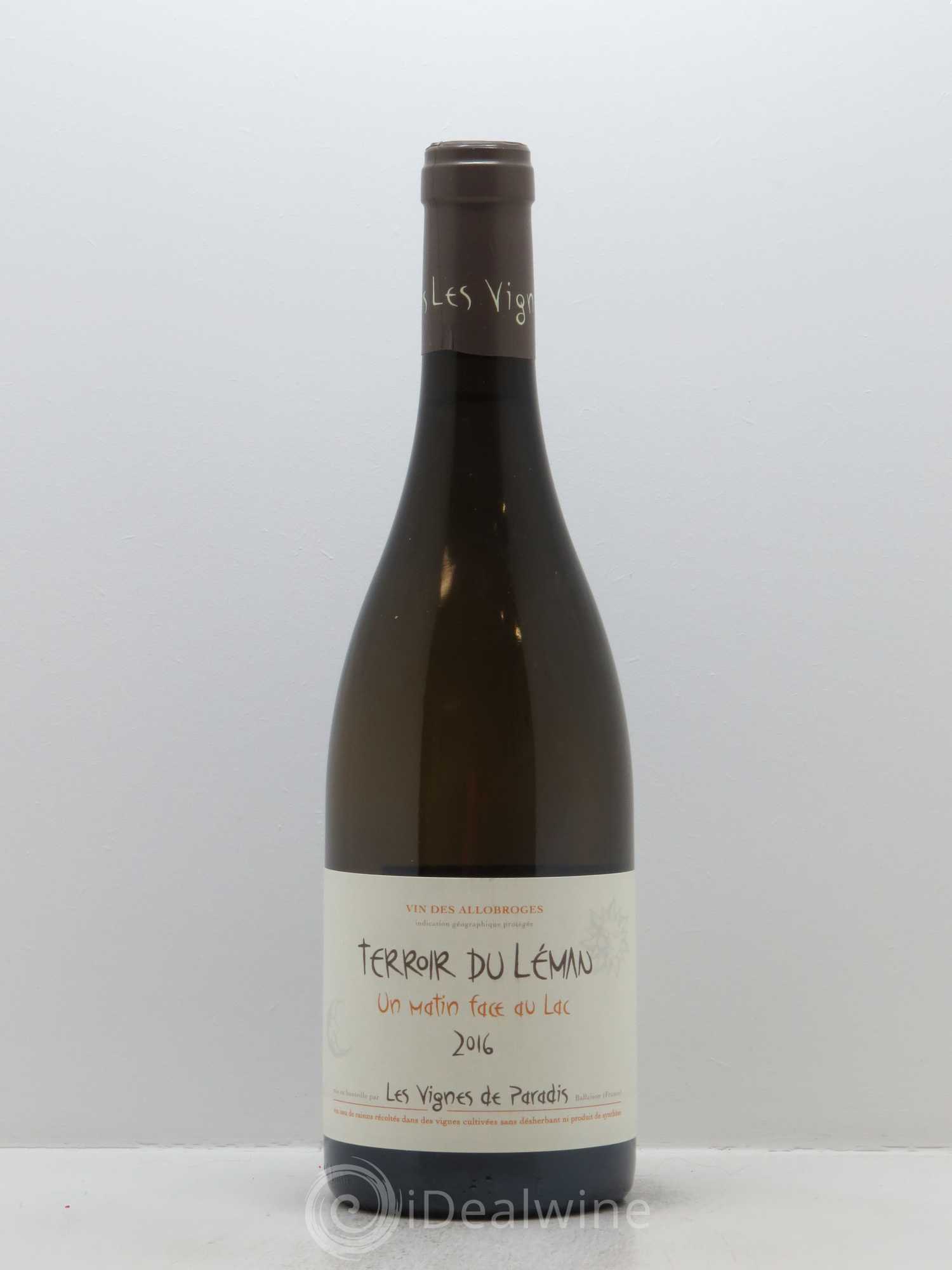 Vin des Allobroges Terroir du Léman Un matin face au Lac Les Vignes de Paradis 2016 - Lot de 1 bouteille - 0
