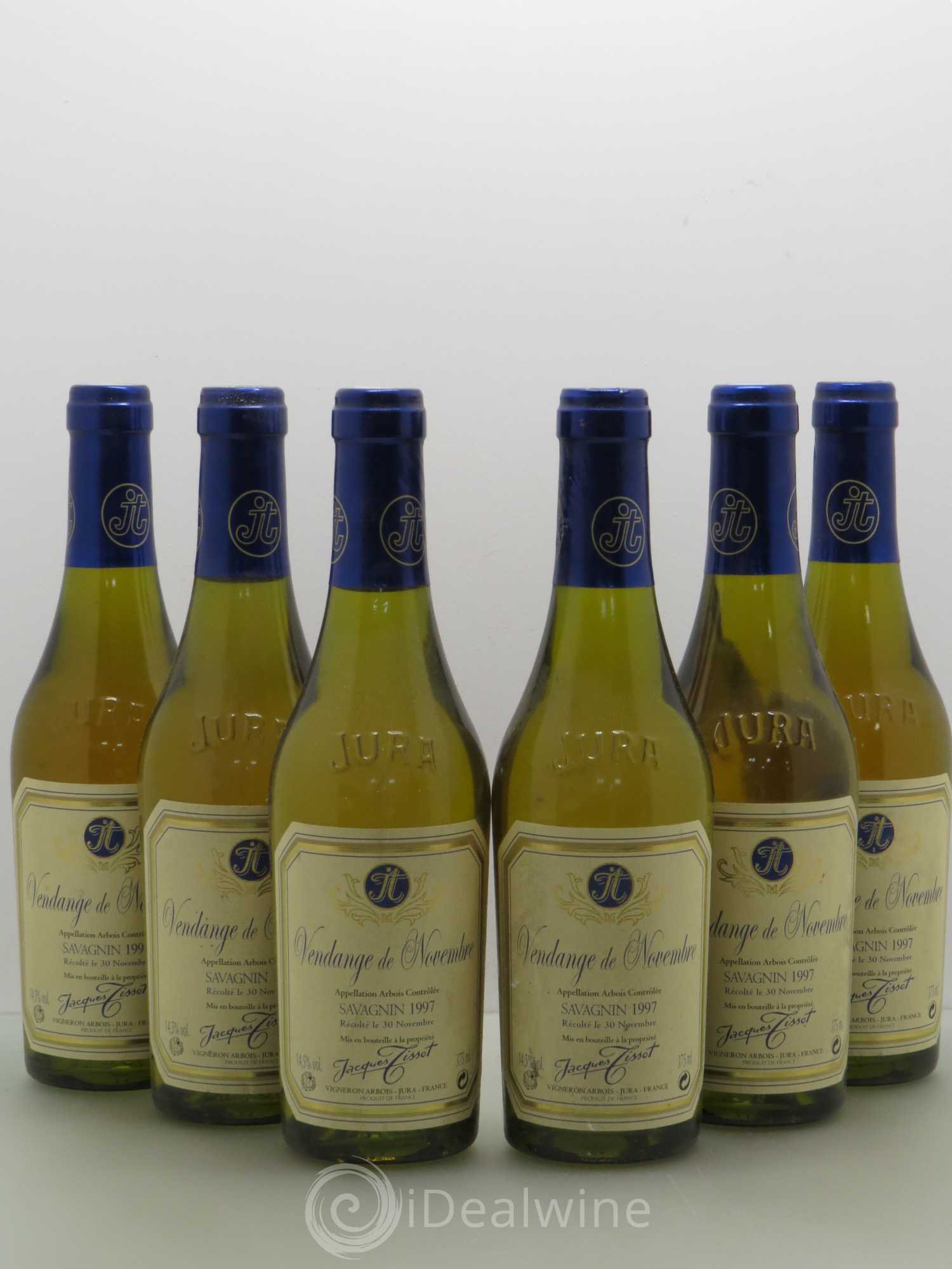 Arbois Vendange De Novembre Jacques Tissot. Savagnin 1997 - Posten von 6 Demi-Flaschen - 0