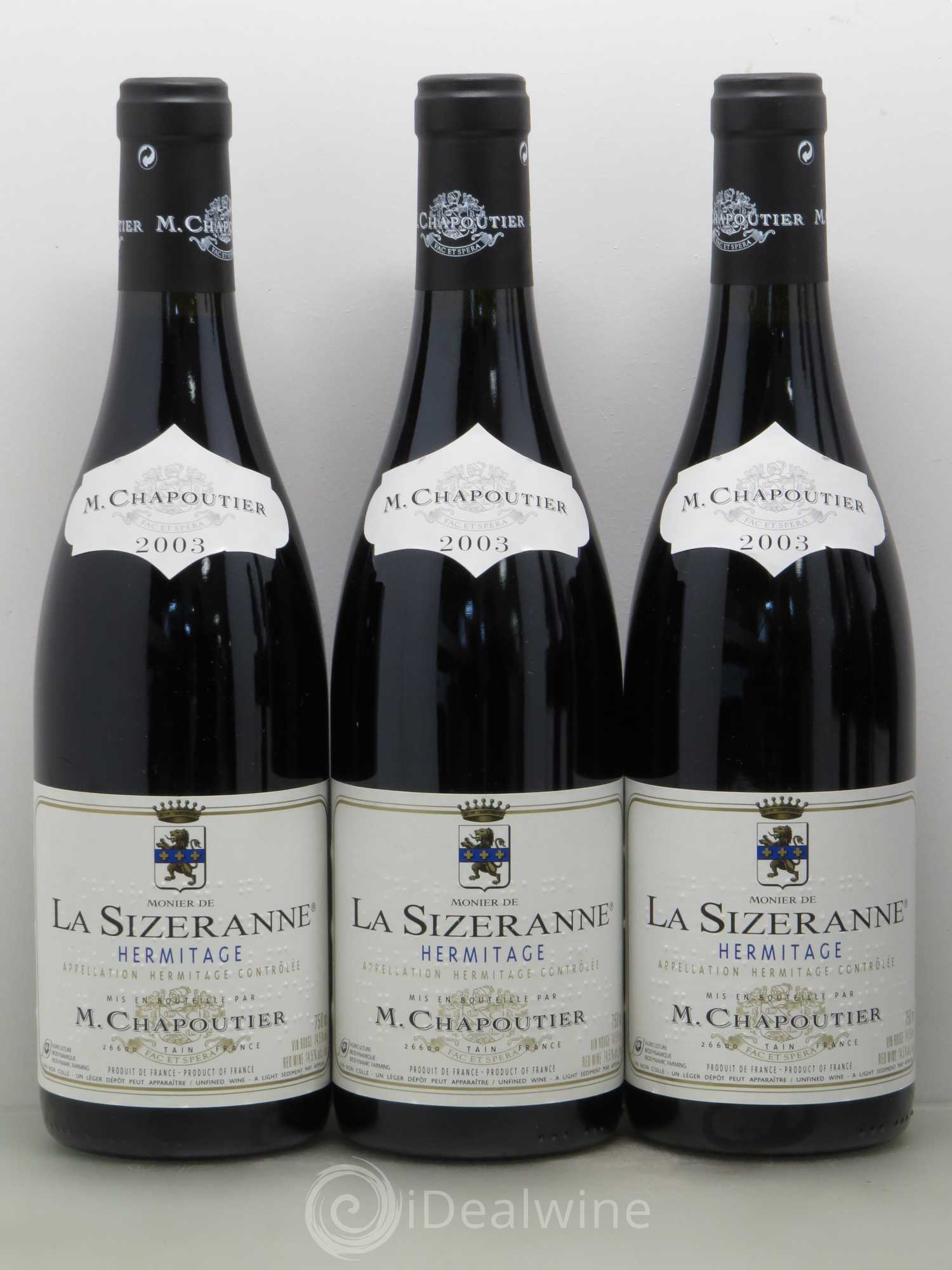 Hermitage Monier de La Sizeranne Chapoutier 2003 - Lot de 6 bouteilles - 1