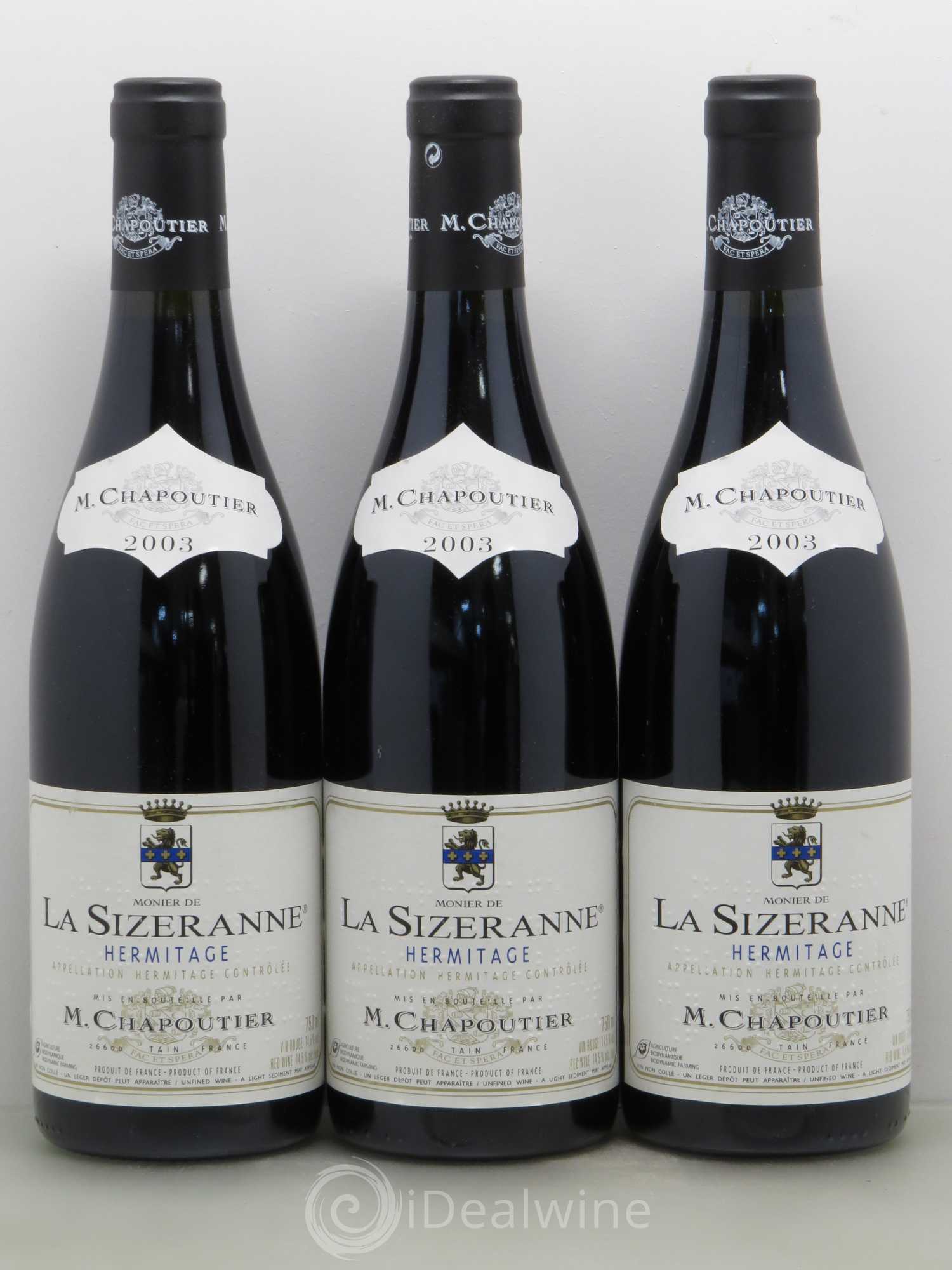 Hermitage Monier de La Sizeranne Chapoutier 2003 - Lot de 6 bouteilles - 2