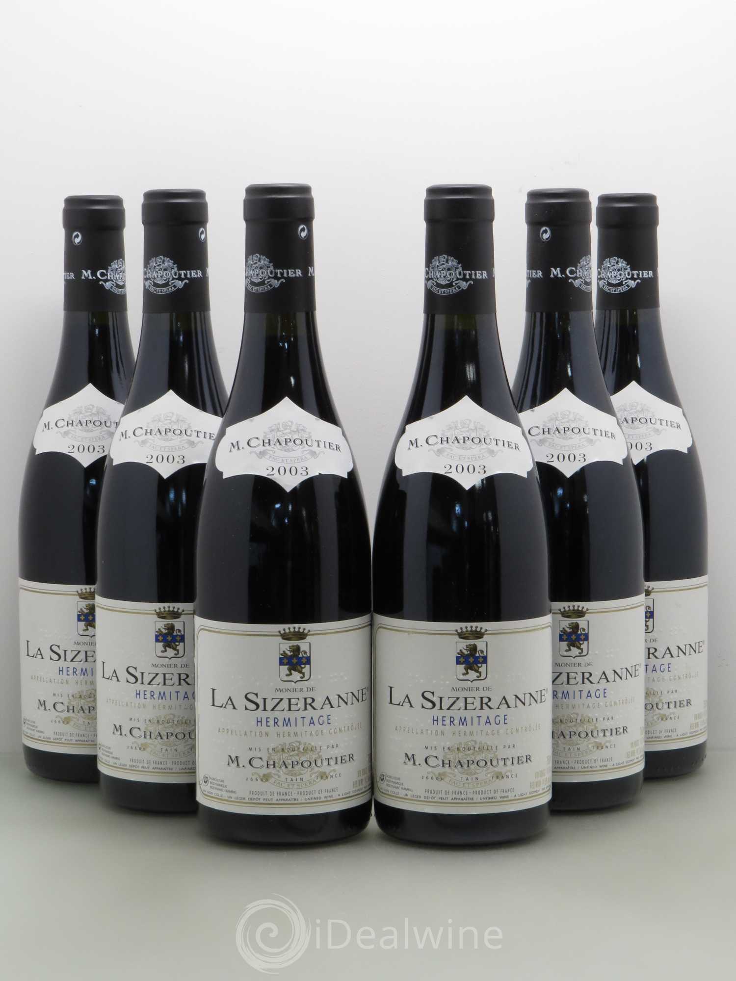Hermitage Monier de La Sizeranne Chapoutier 2003 - Lot de 6 bouteilles - 0