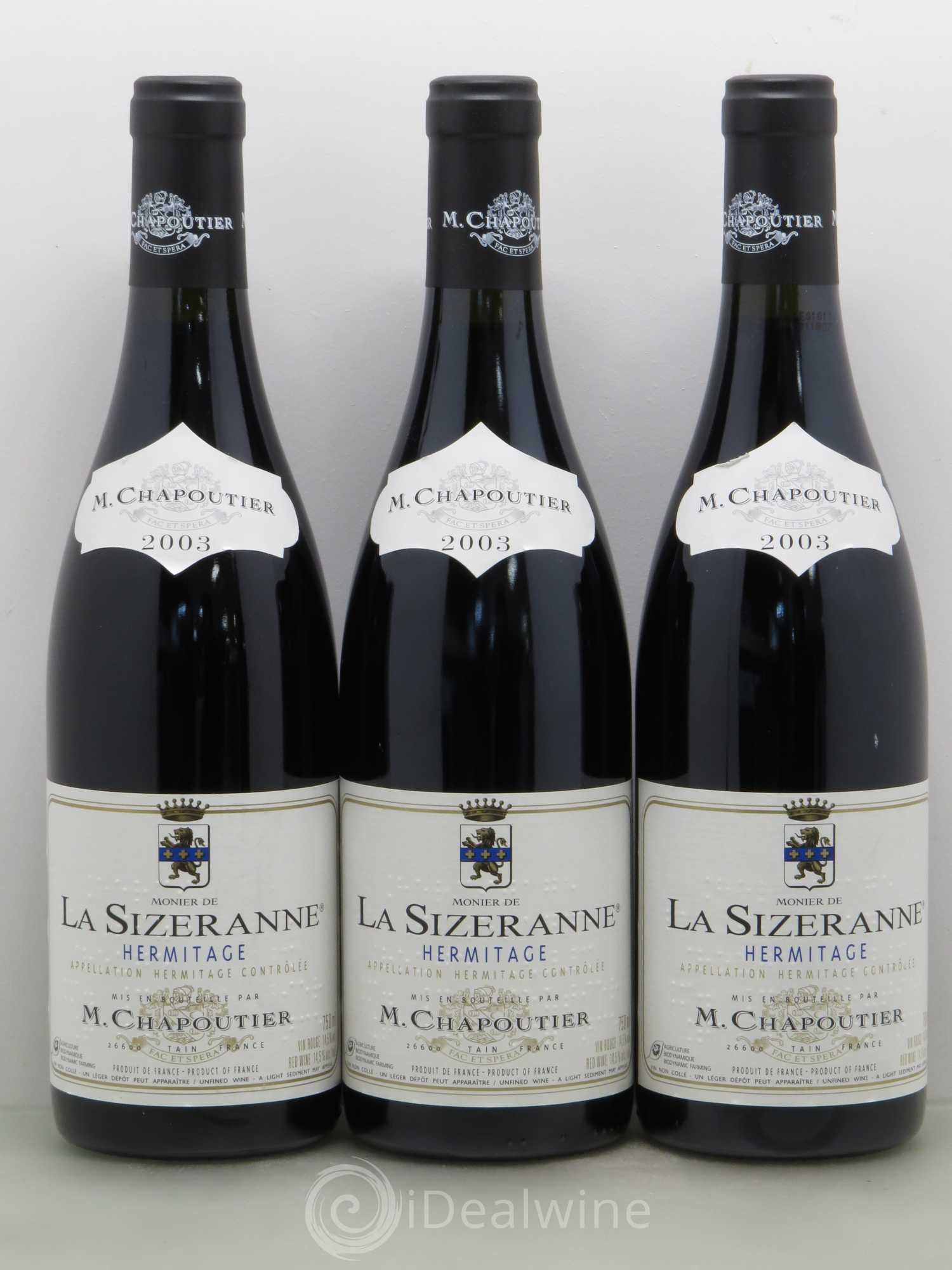 Hermitage Monier de La Sizeranne Chapoutier 2003 - Lot de 3 bouteilles - 0