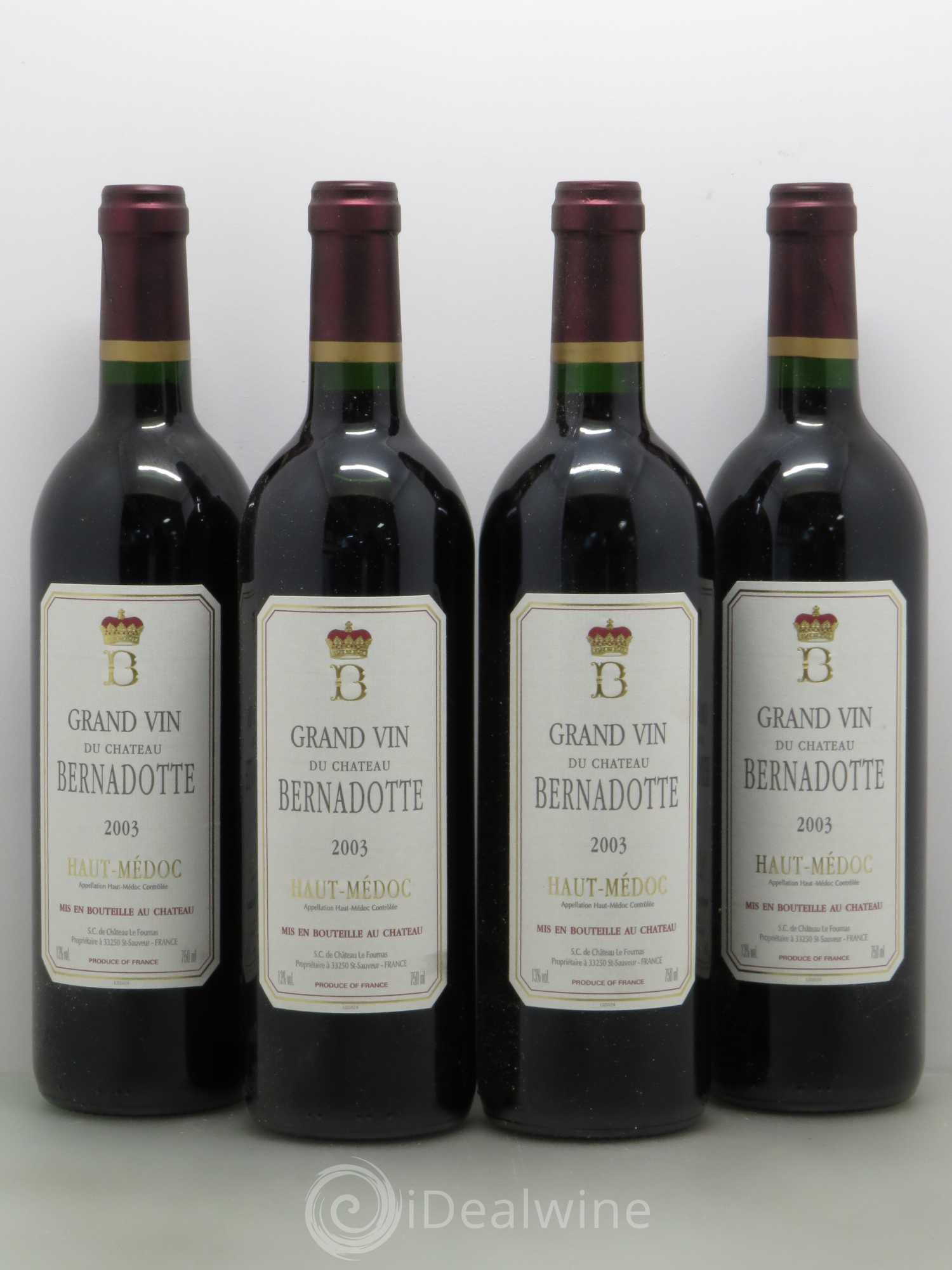 Château Bernadotte 2003 - Lot de 4 bouteilles - 0