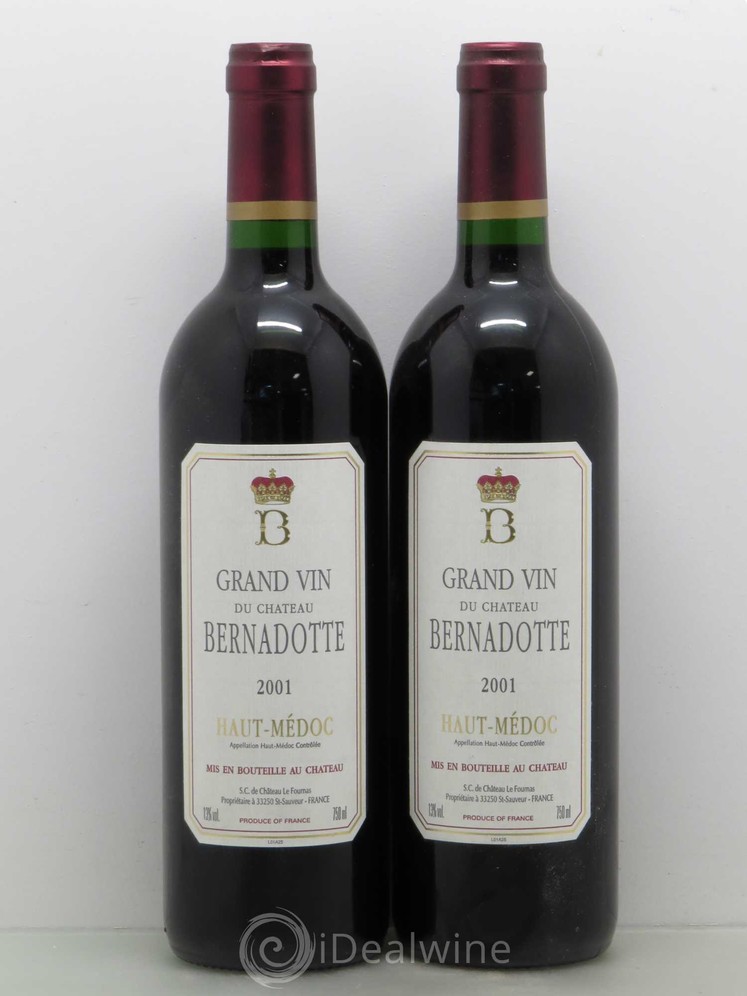 Château Bernadotte 2001 - Lot de 2 bouteilles - 0