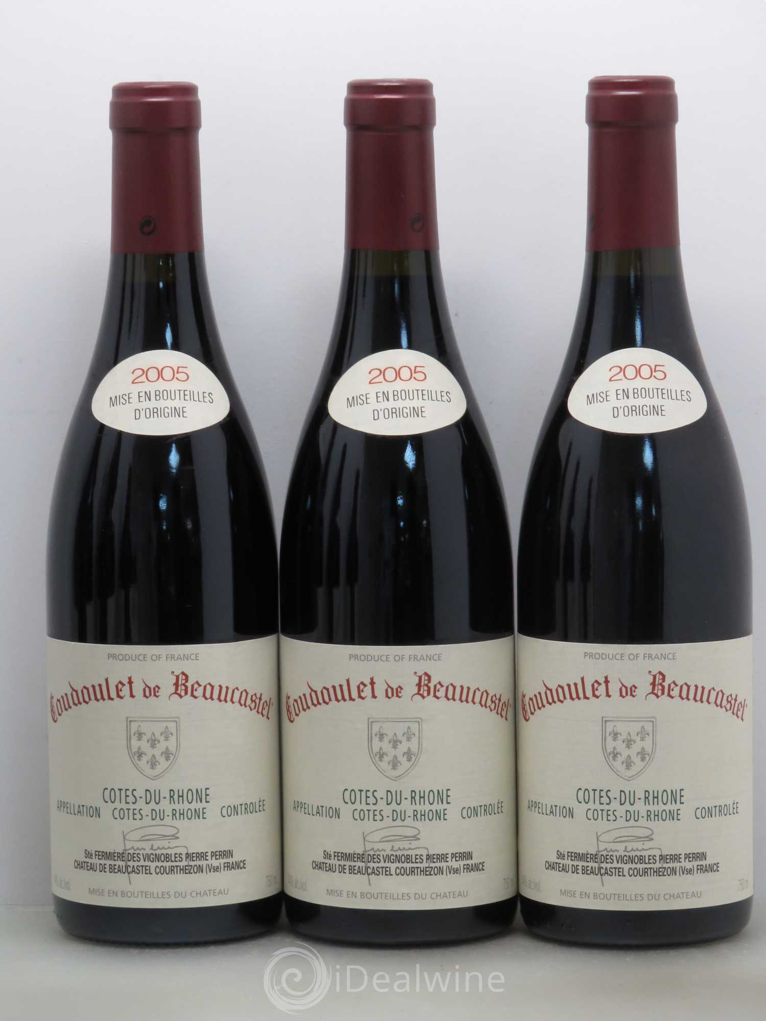 Côtes-du-Rhône Coudoulet de Beaucastel Famille Perrin 2005 - Lot de 6 bouteilles - 1