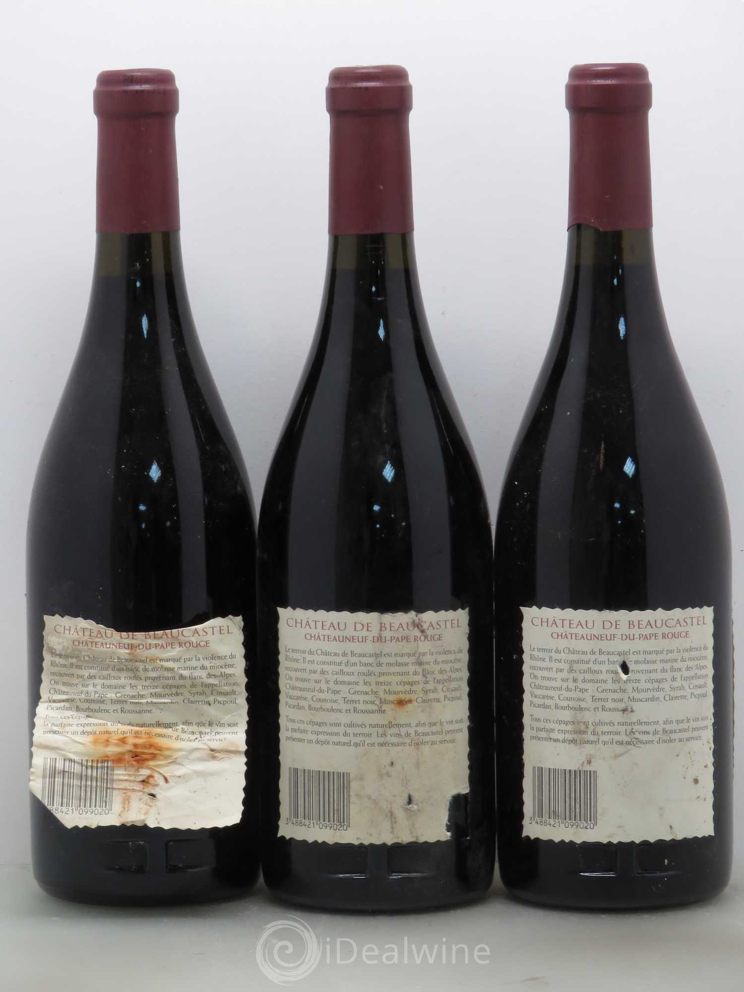 Châteauneuf-du-Pape Château de Beaucastel Famille Perrin 1999 - Lot de 3 bouteilles - 1