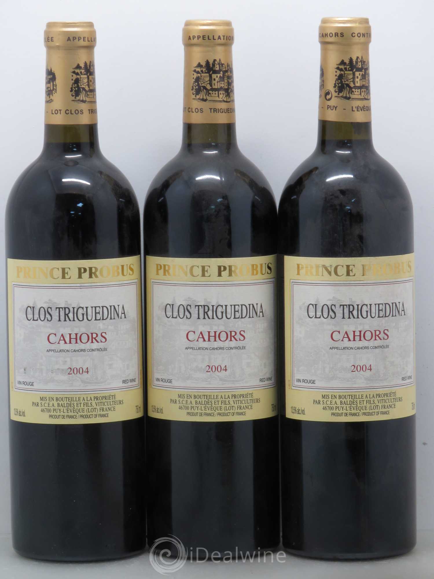 Cahors Clos Triguedina Probus Jean-Luc Baldès 2004 - Lot de 3 bouteilles - 0