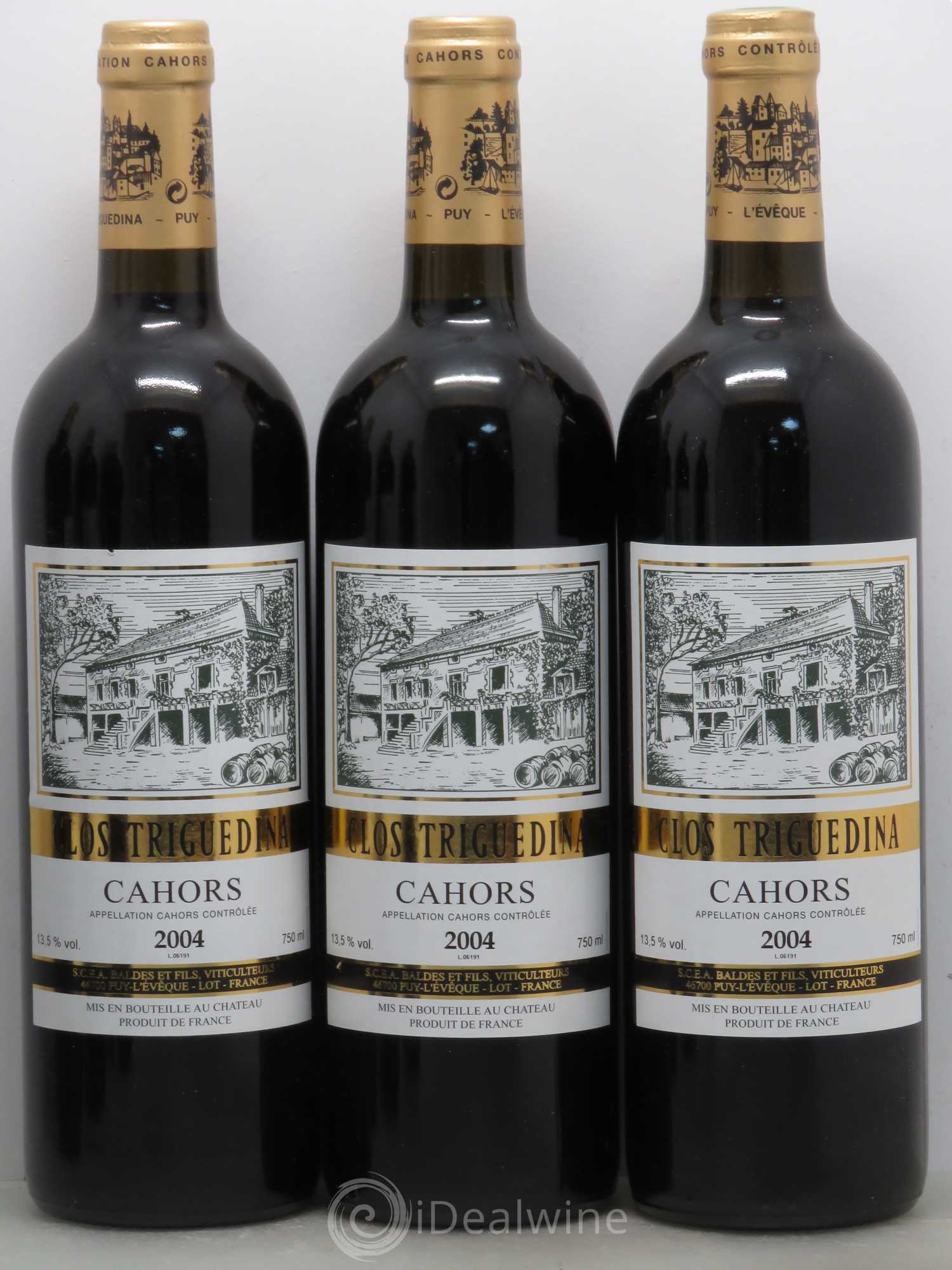 Cahors  Clos Triguedina Jean-Luc Baldès 2004 - Lot de 6 bouteilles - 1