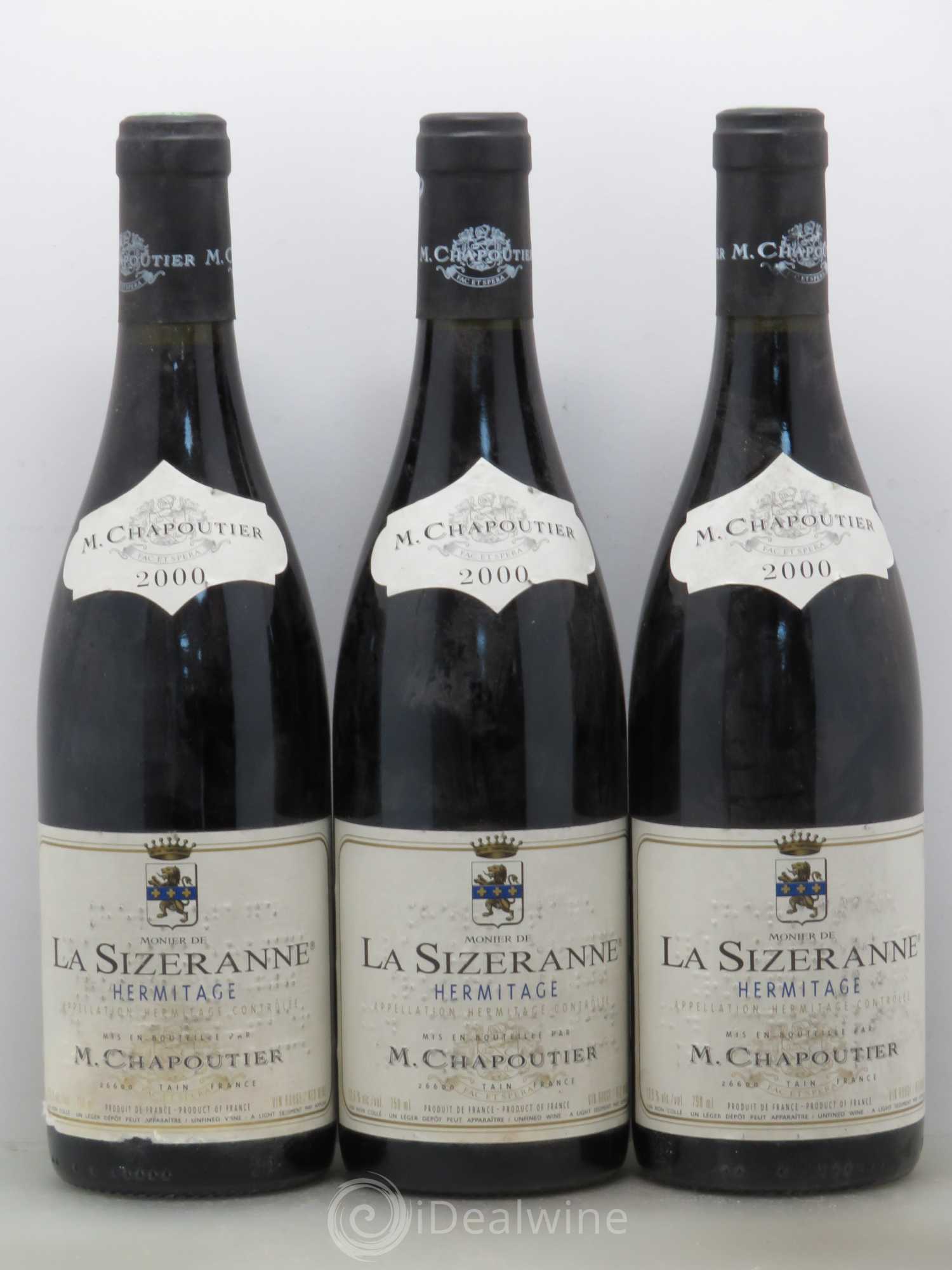Hermitage Monier de La Sizeranne Chapoutier 2000 - Lot de 3 bouteilles - 0