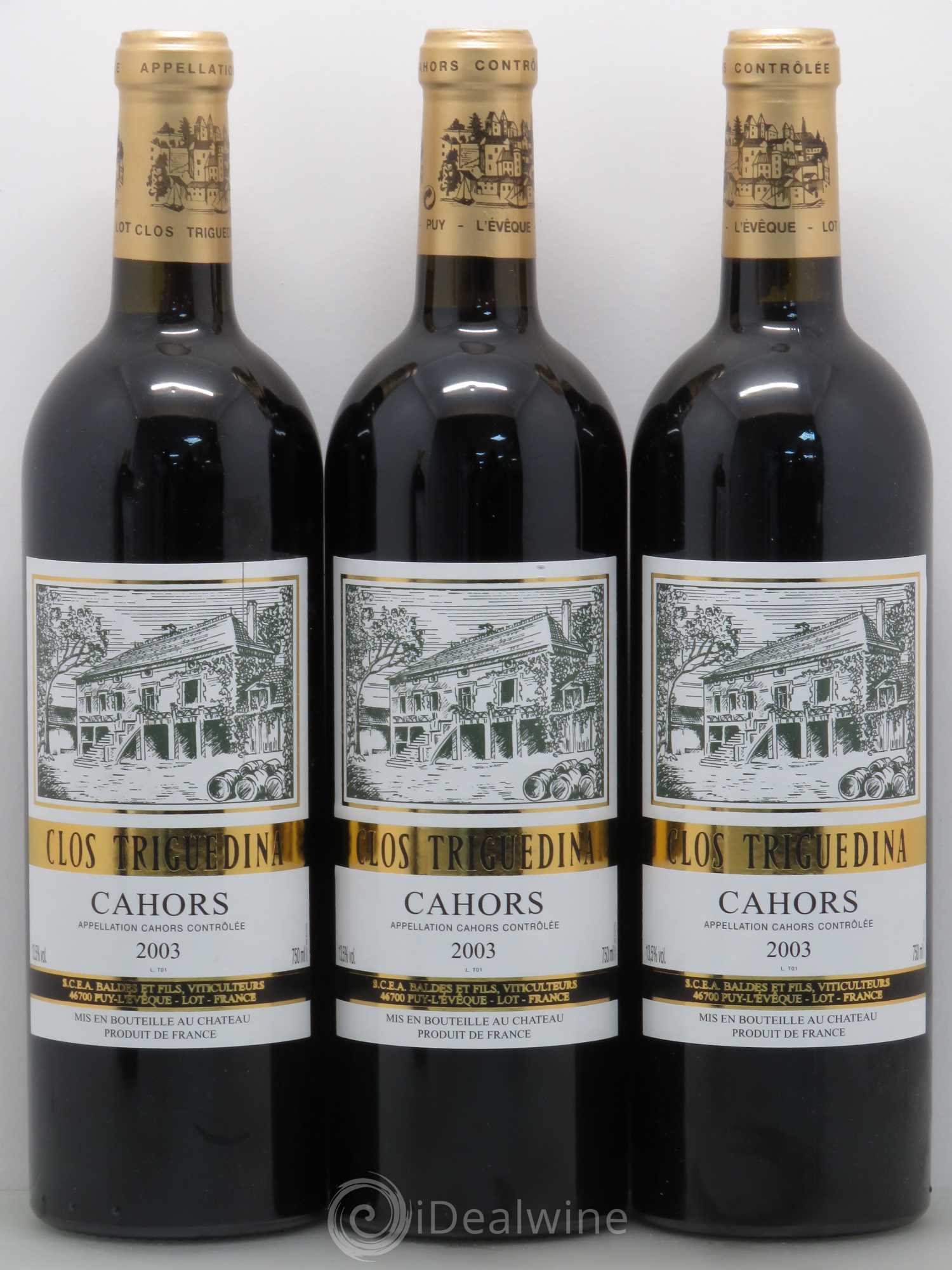 Cahors Clos Triguedina Jean-Luc Baldès 2003 - Lot de 6 bouteilles - 1