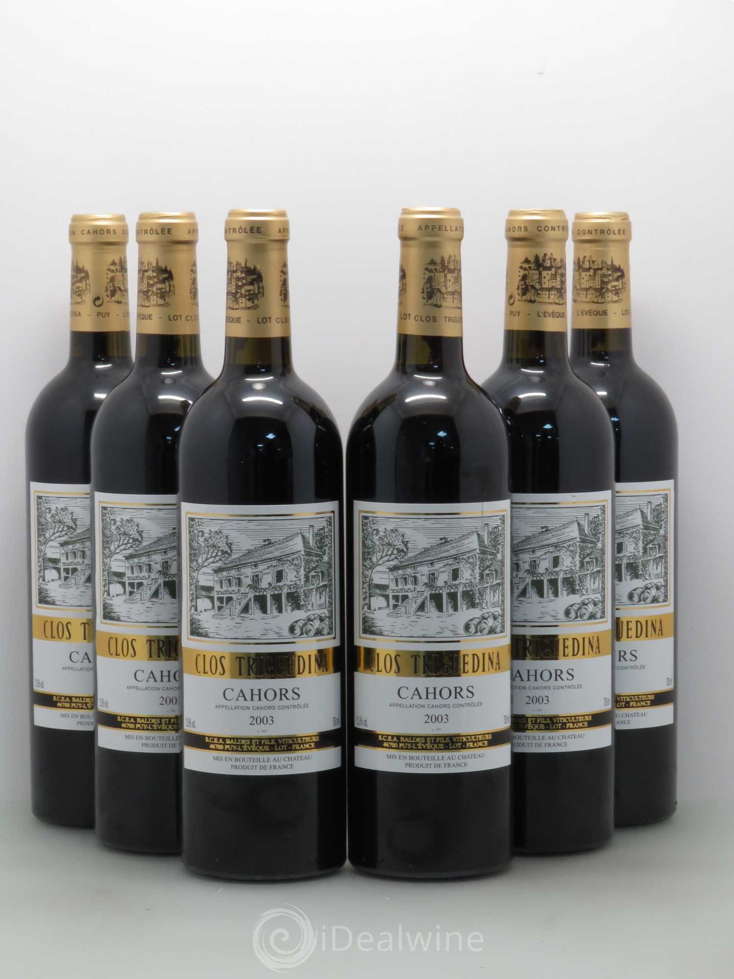 Cahors Clos Triguedina Jean-Luc Baldès 2003 - Lot de 6 bouteilles - 0