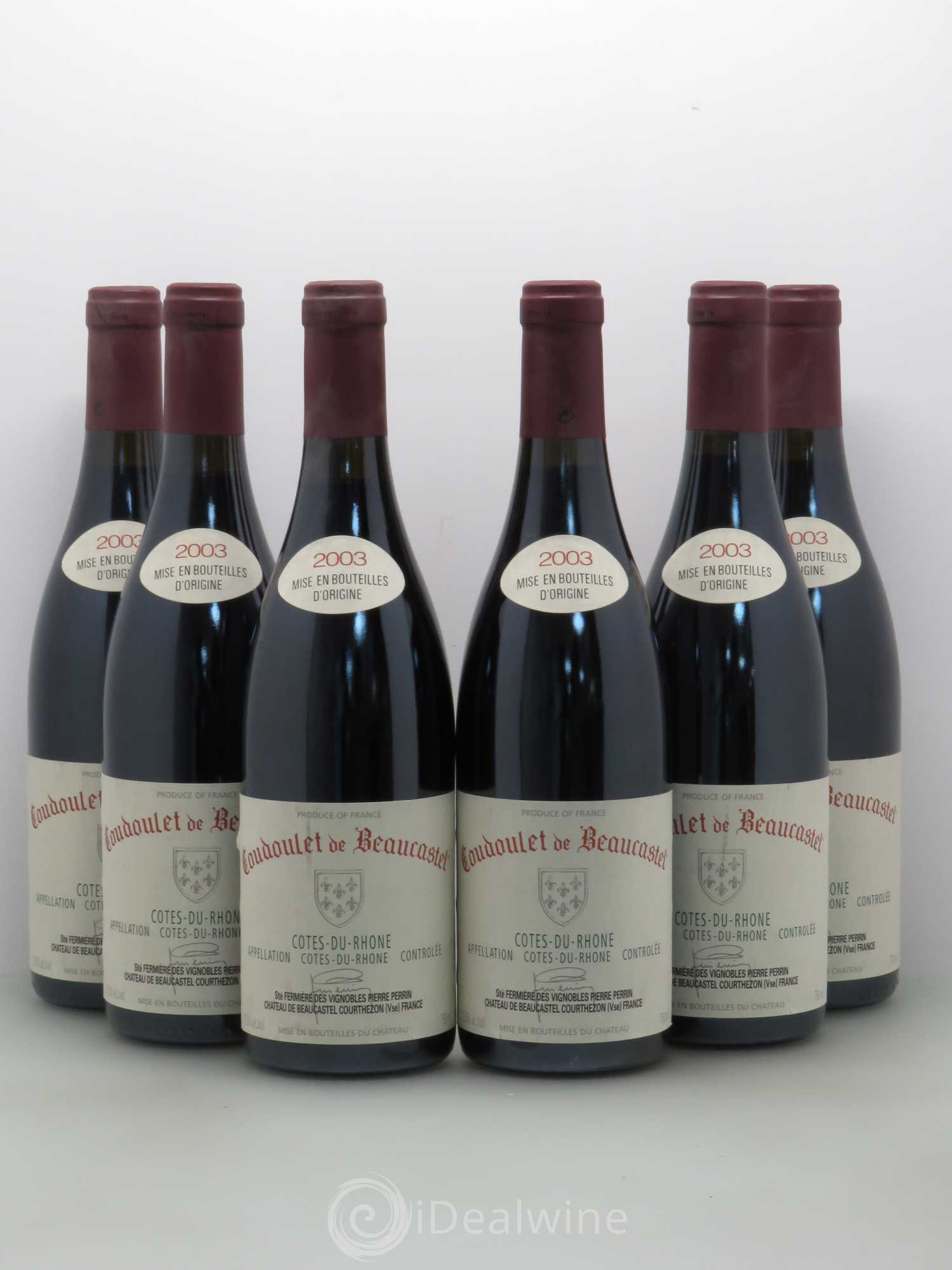Côtes-du-Rhône Coudoulet de Beaucastel Famille Perrin 2003 - Lot de 6 bouteilles - 0