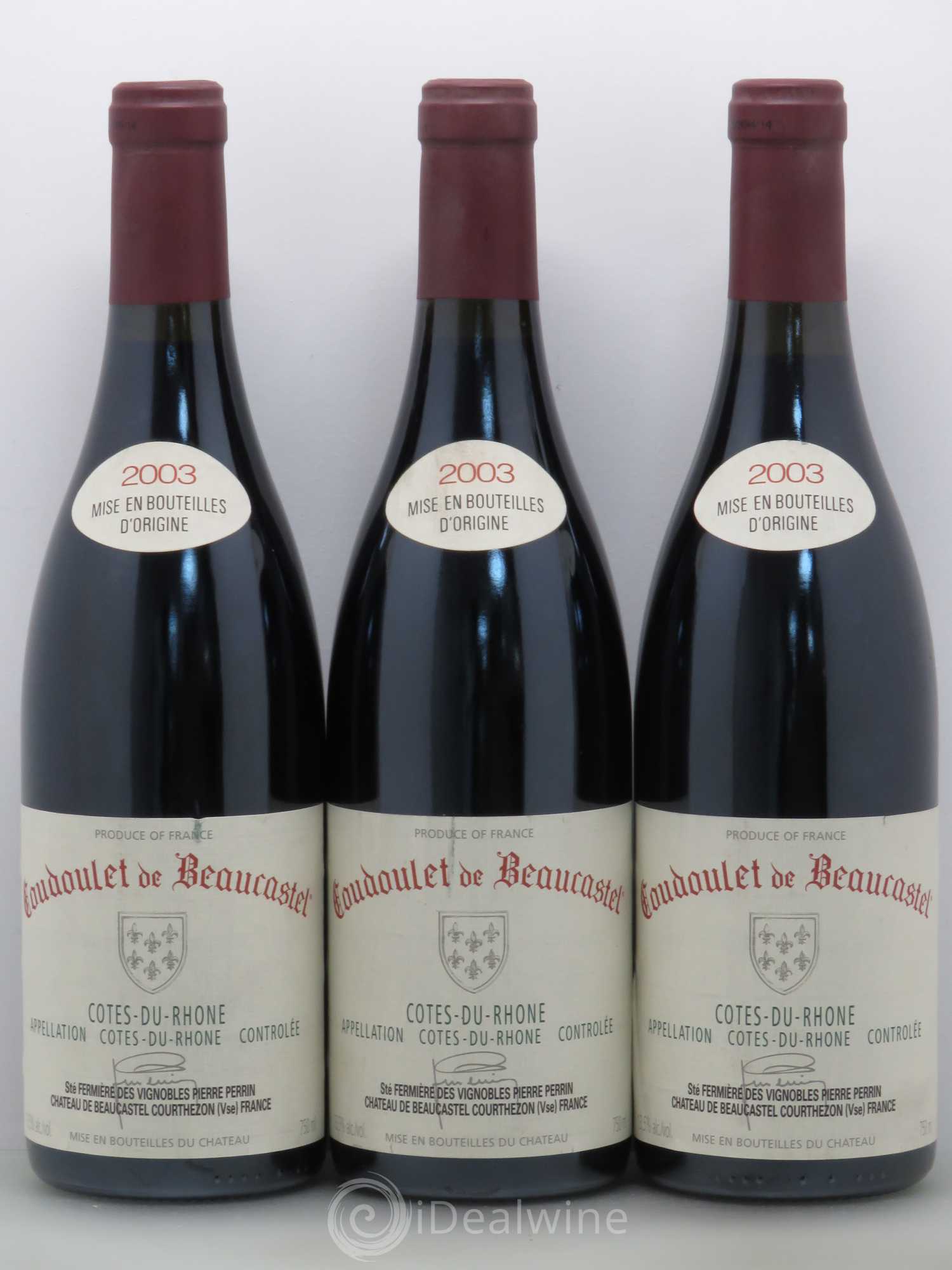 Côtes-du-Rhône Coudoulet de Beaucastel Famille Perrin 2003 - Lot de 6 bouteilles - 1