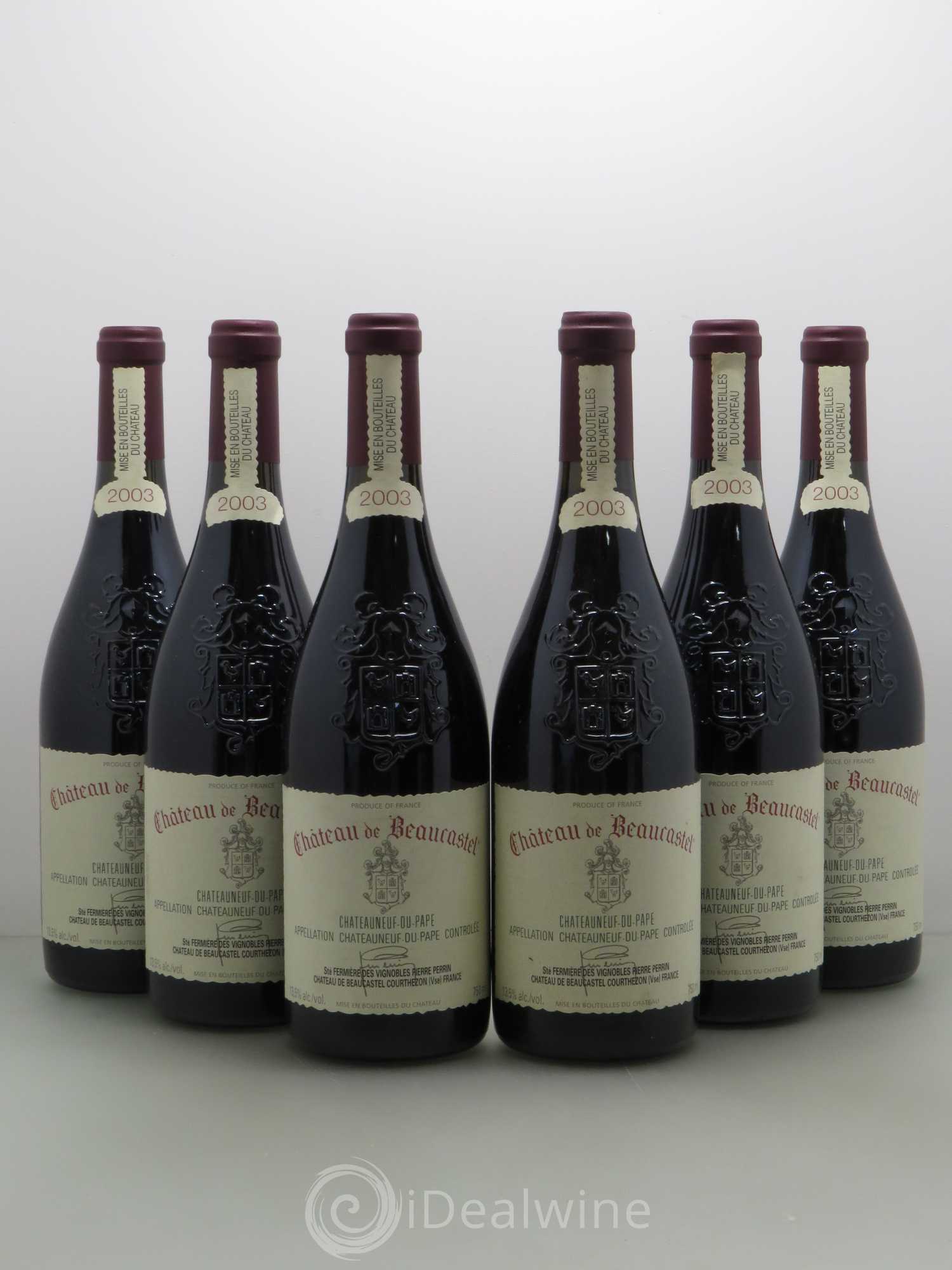 Châteauneuf-du-Pape Château de Beaucastel Famille Perrin 2003 - Lot de 6 bouteilles - 0