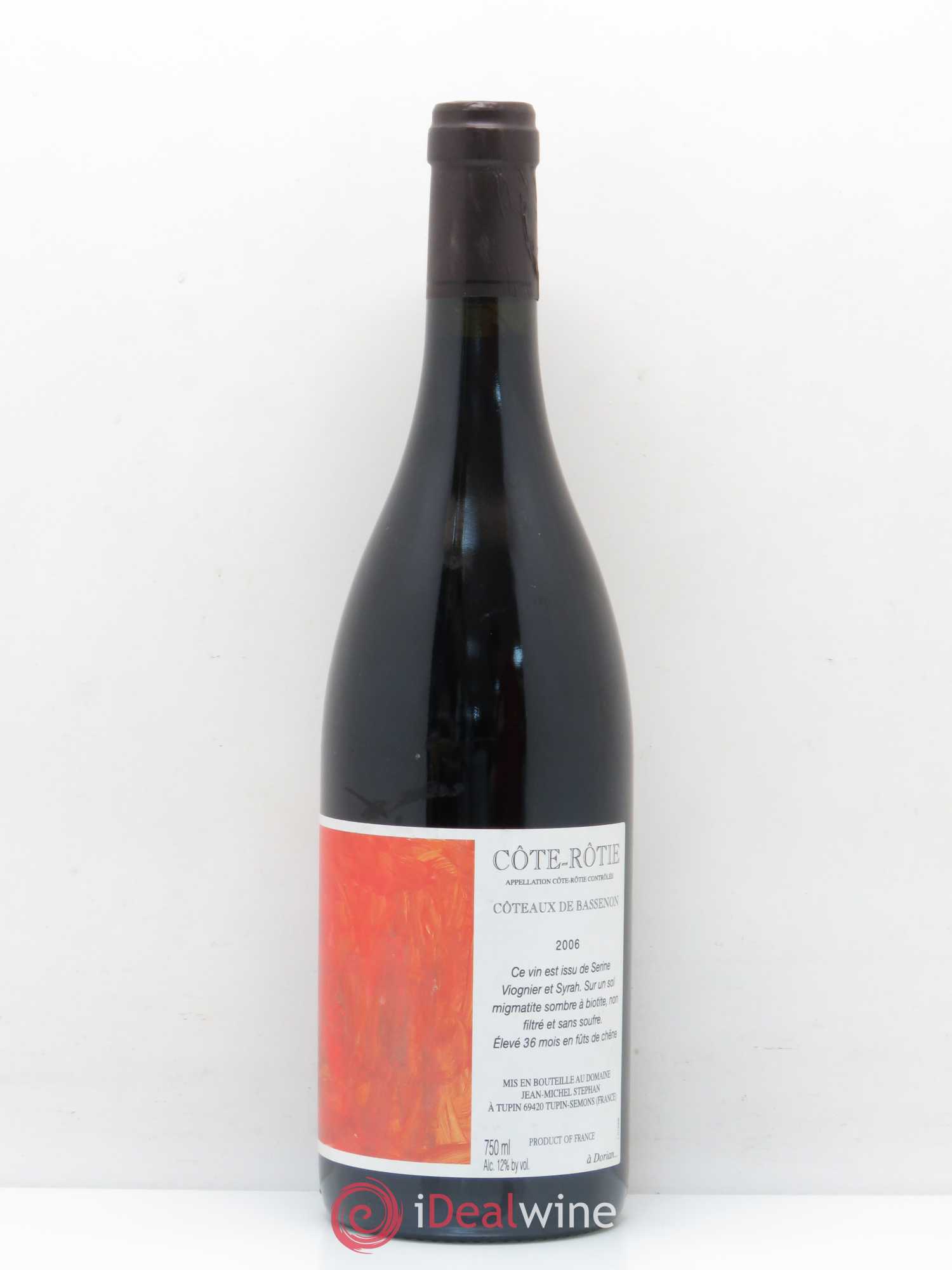 Côte-Rôtie Coteaux de Bassenon Jean-Michel Stephan 2006 - Lot de 1 bouteille - 0