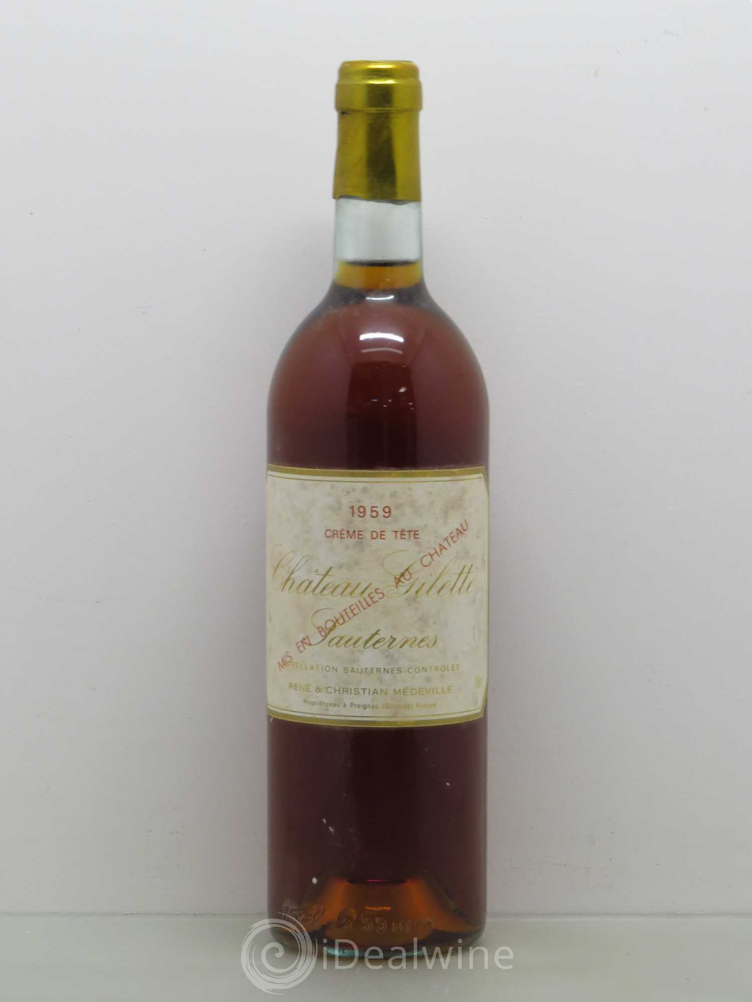 Château Gilette - Crème de Tête 1959 - Lotto di 1 bottiglia - 0