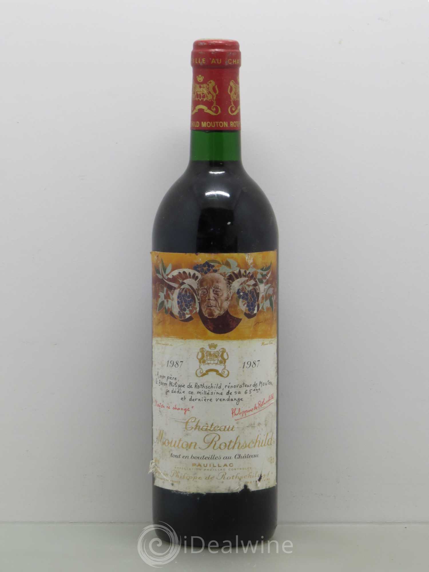 Château Mouton Rothschild 1er Grand Cru Classé 1987 - Lot de 1 bouteille - 0
