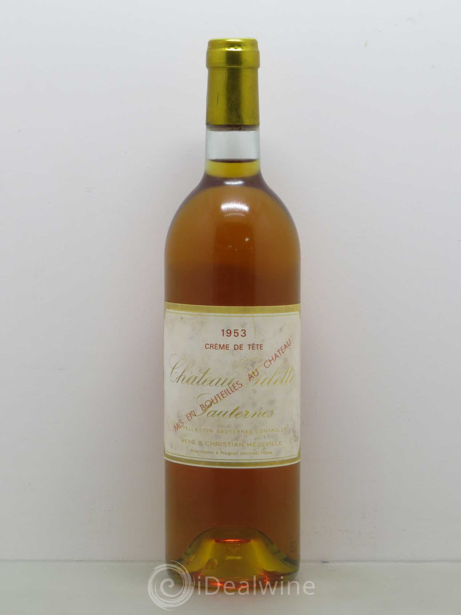 Château Gilette - Crème de Tête 1953 - Lotto di 1 bottiglia - 0