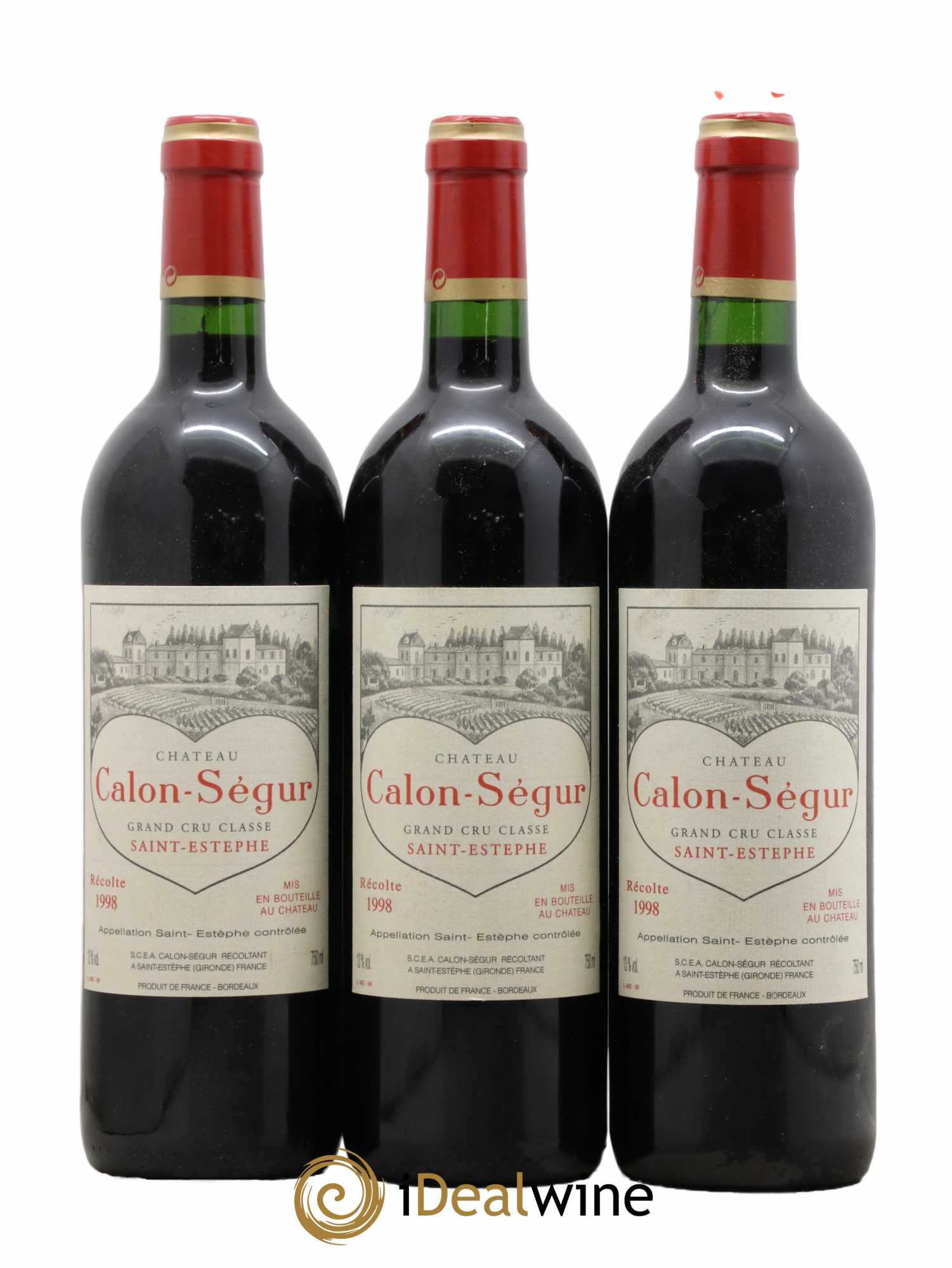 Château Calon Ségur 3ème Grand Cru Classé 1998 - Lot de 3 bouteilles - 0