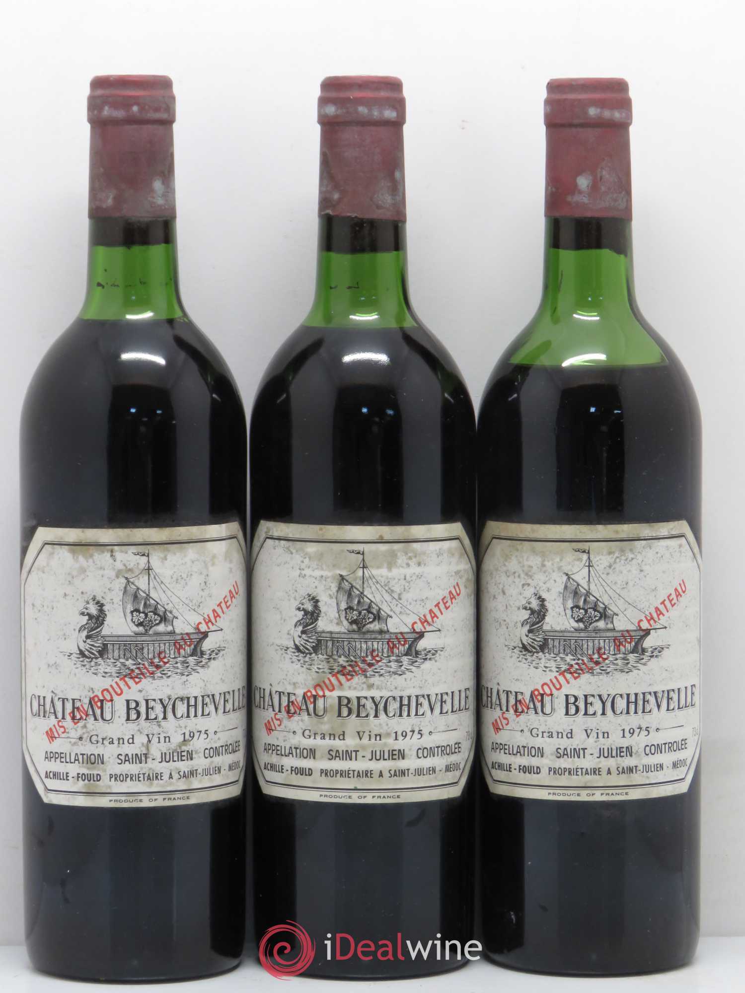 Château Beychevelle 4ème Grand Cru Classé (sans prix de réserve) 1975 - Lot de 3 bouteilles - 0