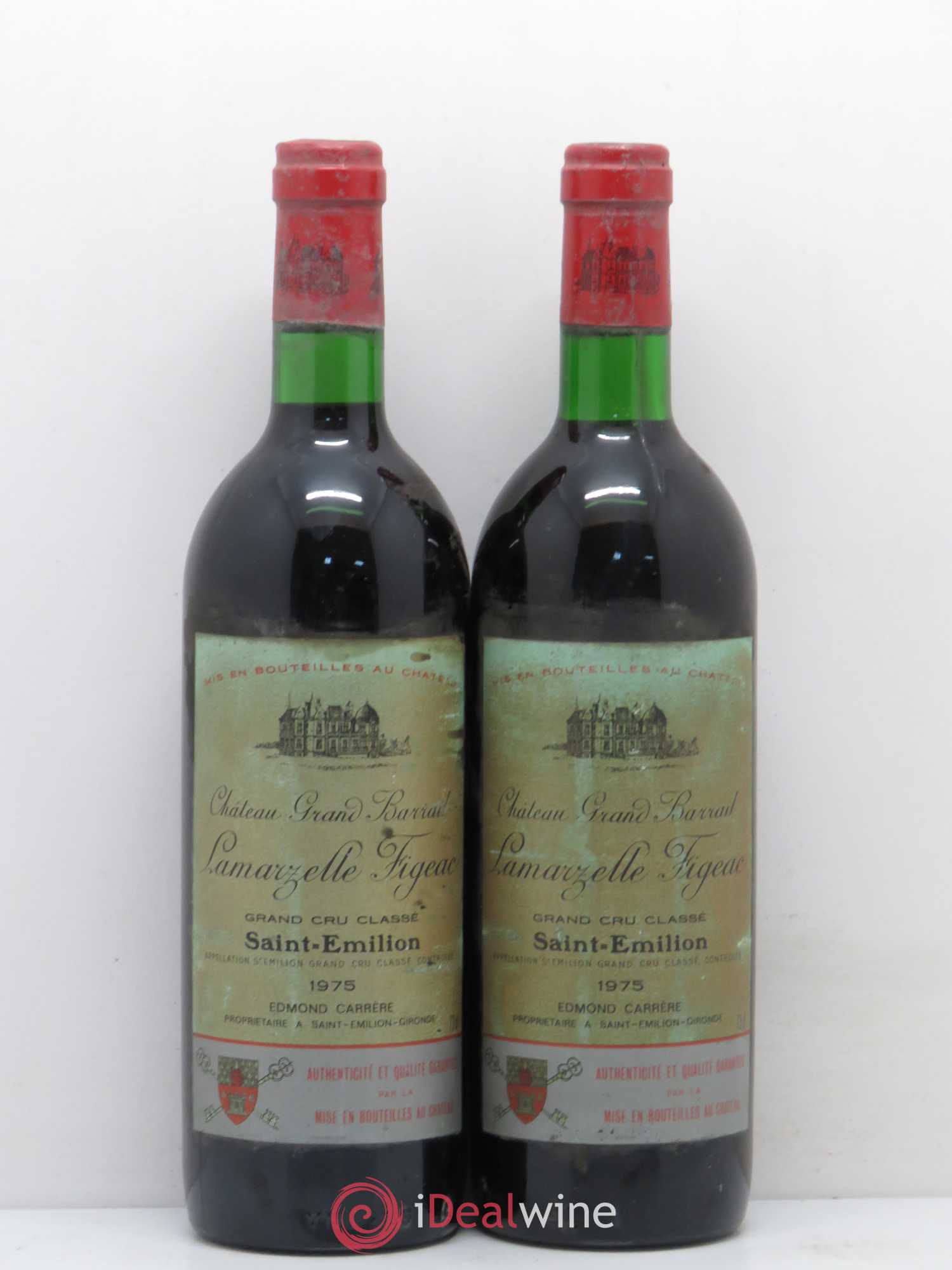 Château Grand Barrail Lamarzelle Figeac Grand Cru Classé 1975 - Lot de 2 bouteilles - 0
