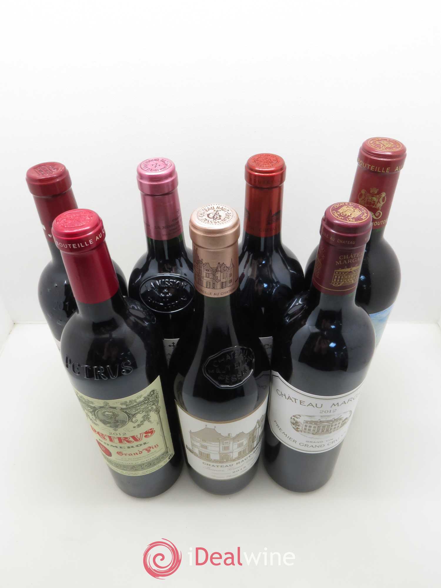 Caisse Collection Duclot 2012 1 Margaux - 1 Haut Brion- 1 Petrus - 1 Lafite Rothschild - 1 Mouton Rothschild - 1 Cheval Blanc - 1 La Mission Haut Brion 2012 - Posten von 7 Flaschen - 7