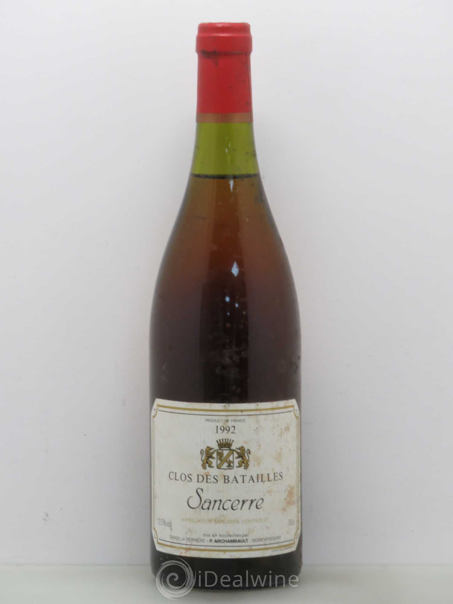 Sancerre Clos des Batailles - Caves La Peirrere 1992 - Posten von 1 Flasche - 0