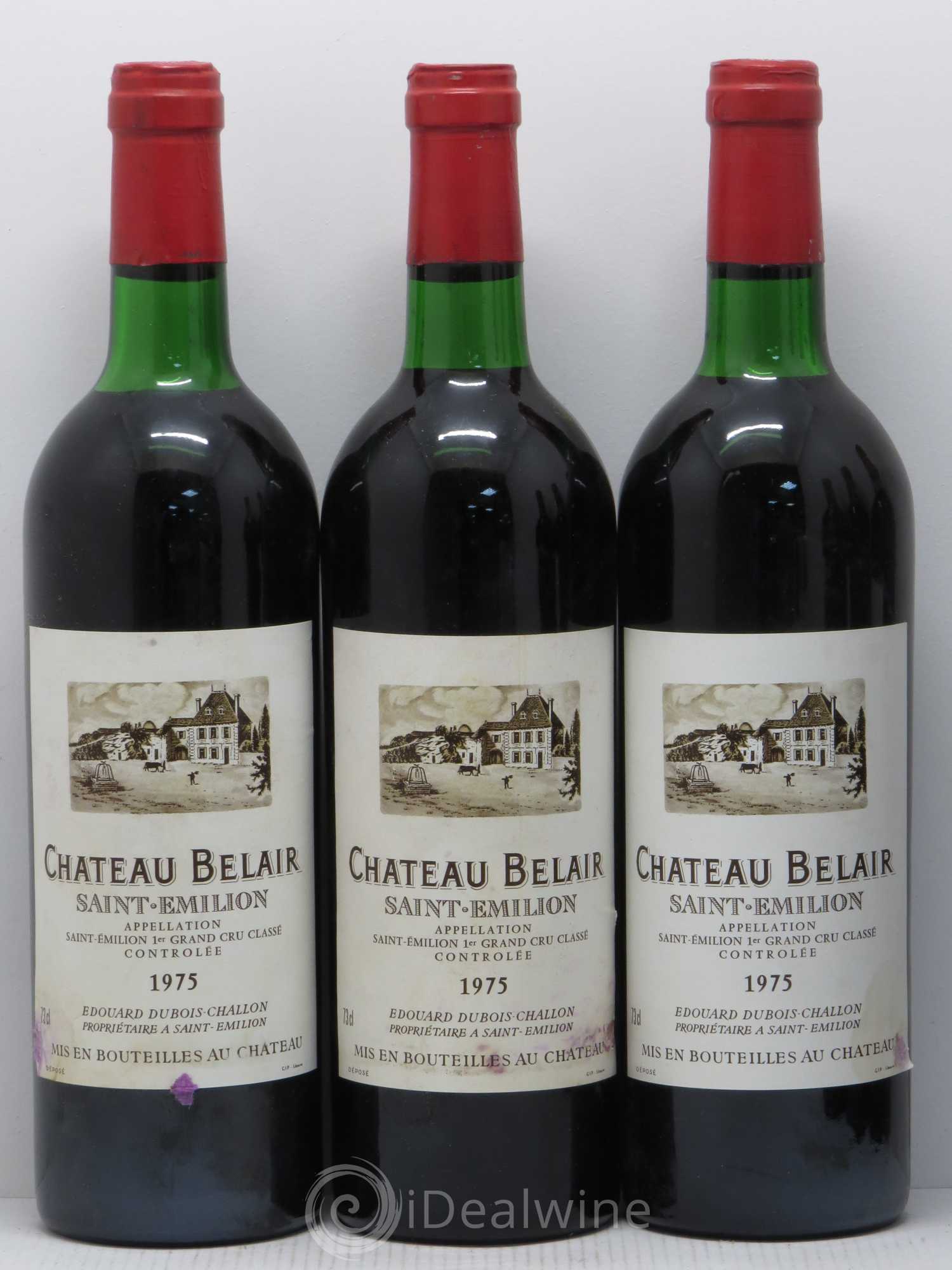 Château Belair (Belair-Monange) 1er Grand Cru Classé B 1975 - Lot de 6 bouteilles - 1