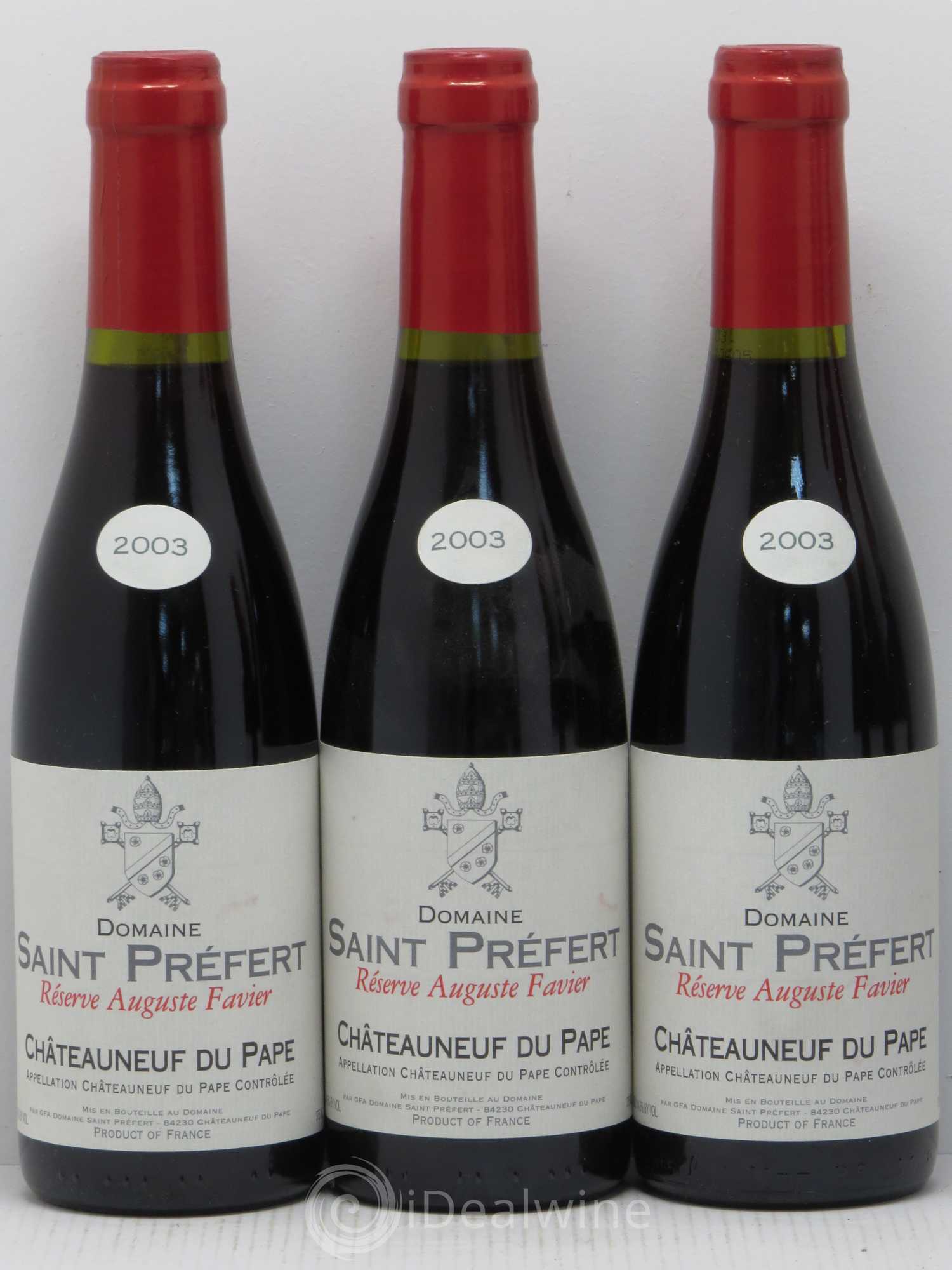 Châteauneuf-du-Pape Réserve Auguste Favier Domaine Saint-Préfert 2003 - Lot de 6 demi bouteilles - 1
