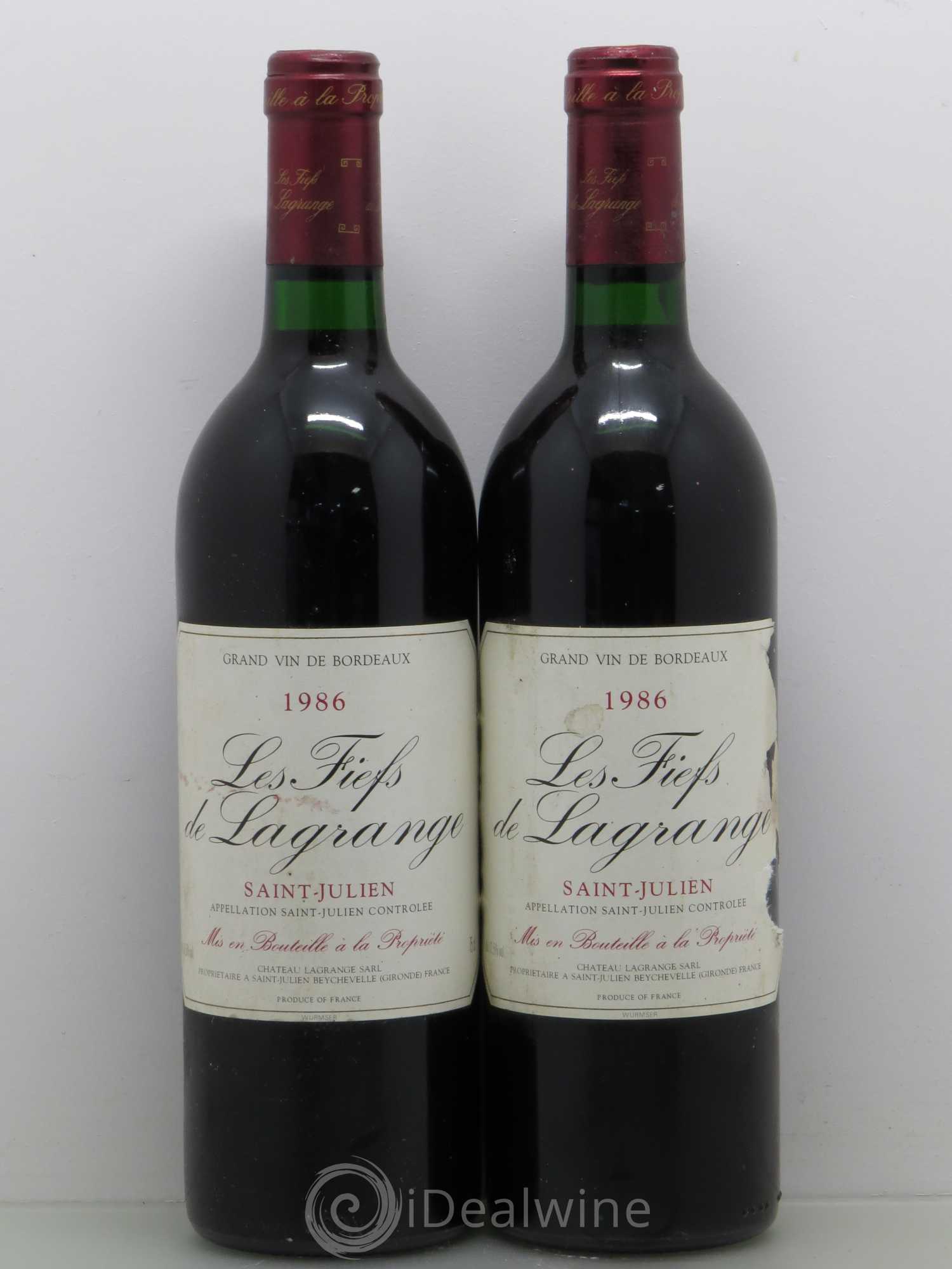 Les Fiefs de Lagrange Second Vin 1986 - Lot de 2 bouteilles - 0