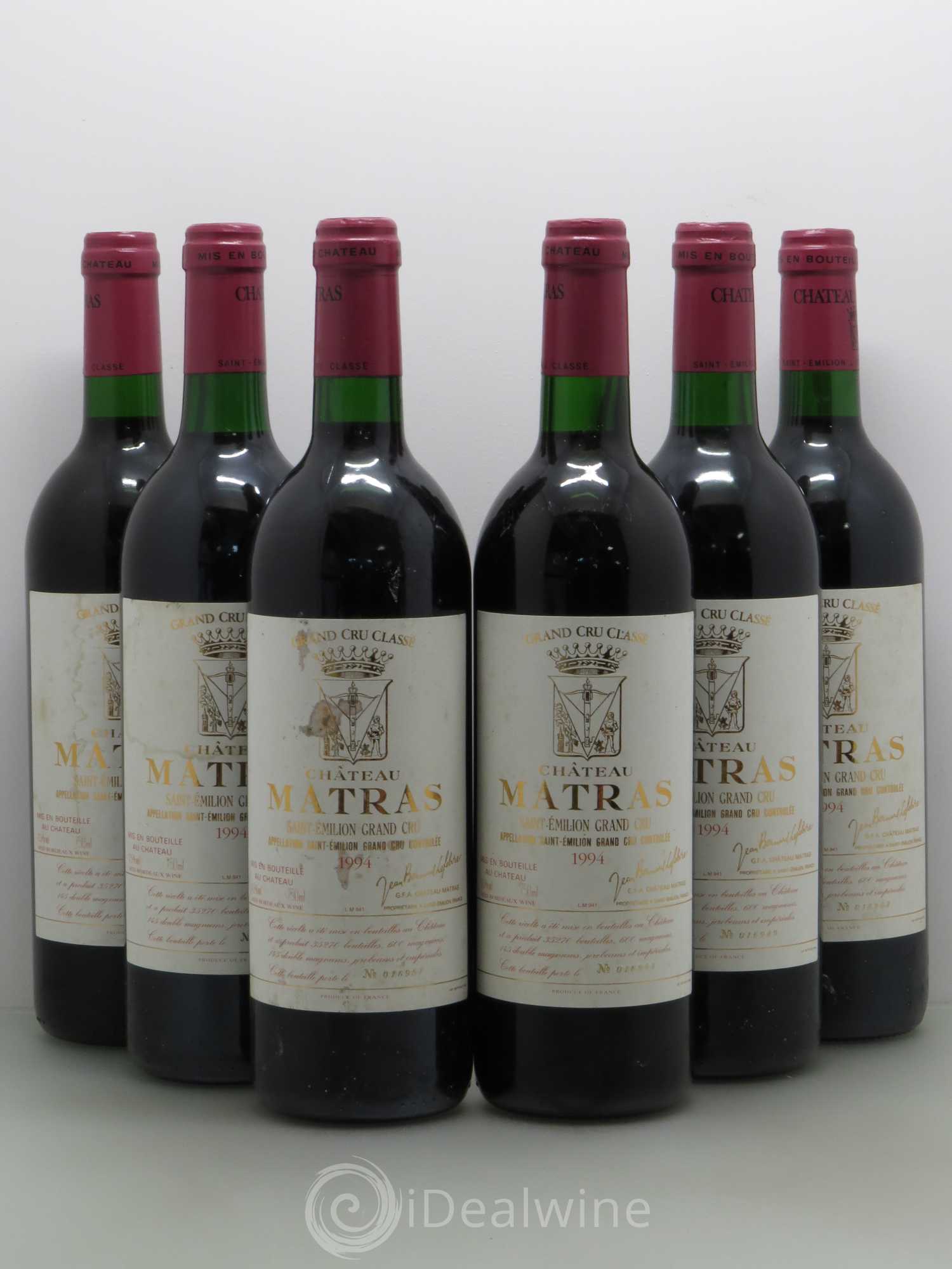 Saint-Émilion Château Matras 1994 - Lot de 6 bouteilles - 0