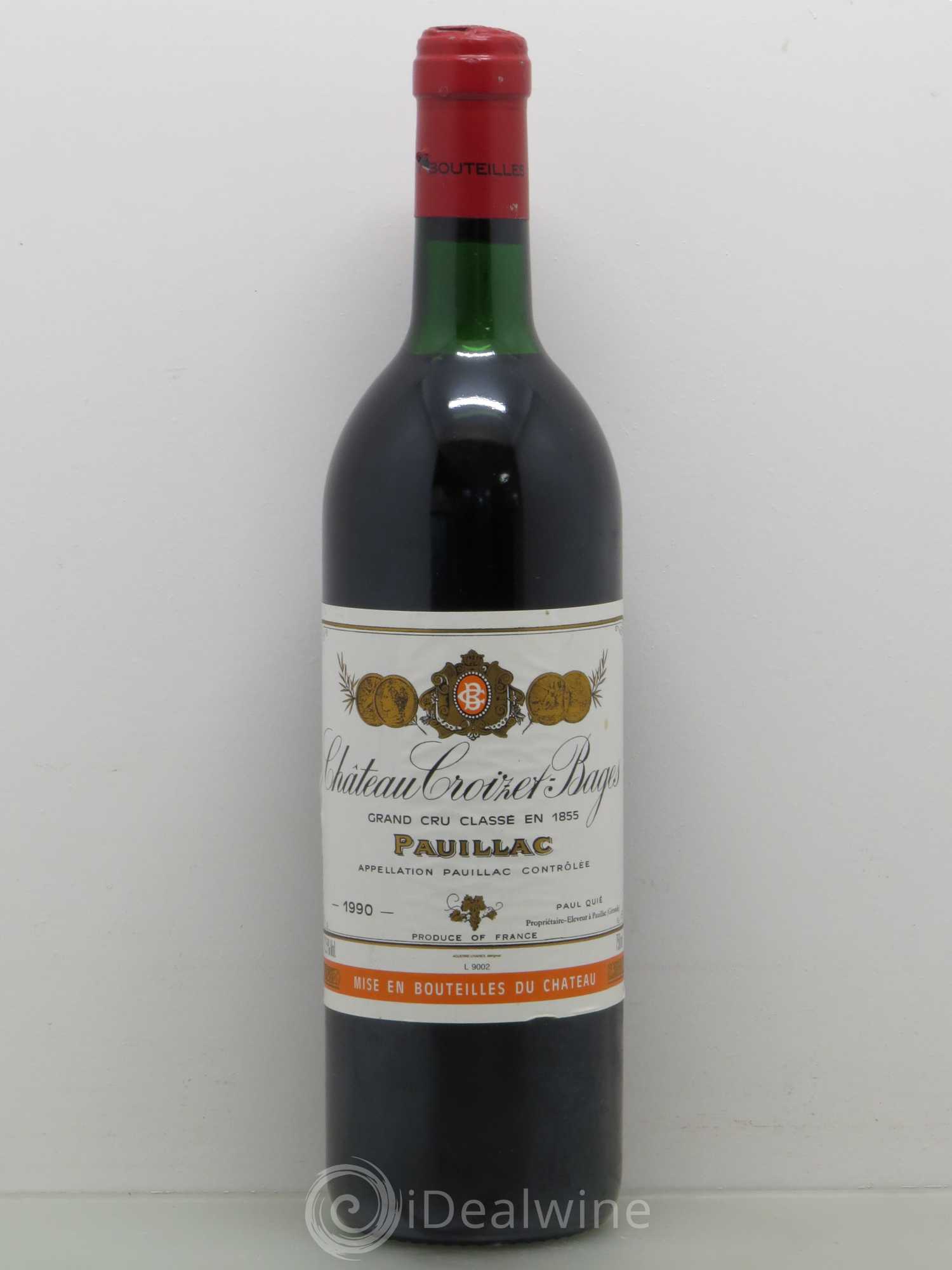 Château Croizet Bages 5ème Grand Cru Classé 1990 - Lot de 1 bouteille - 0