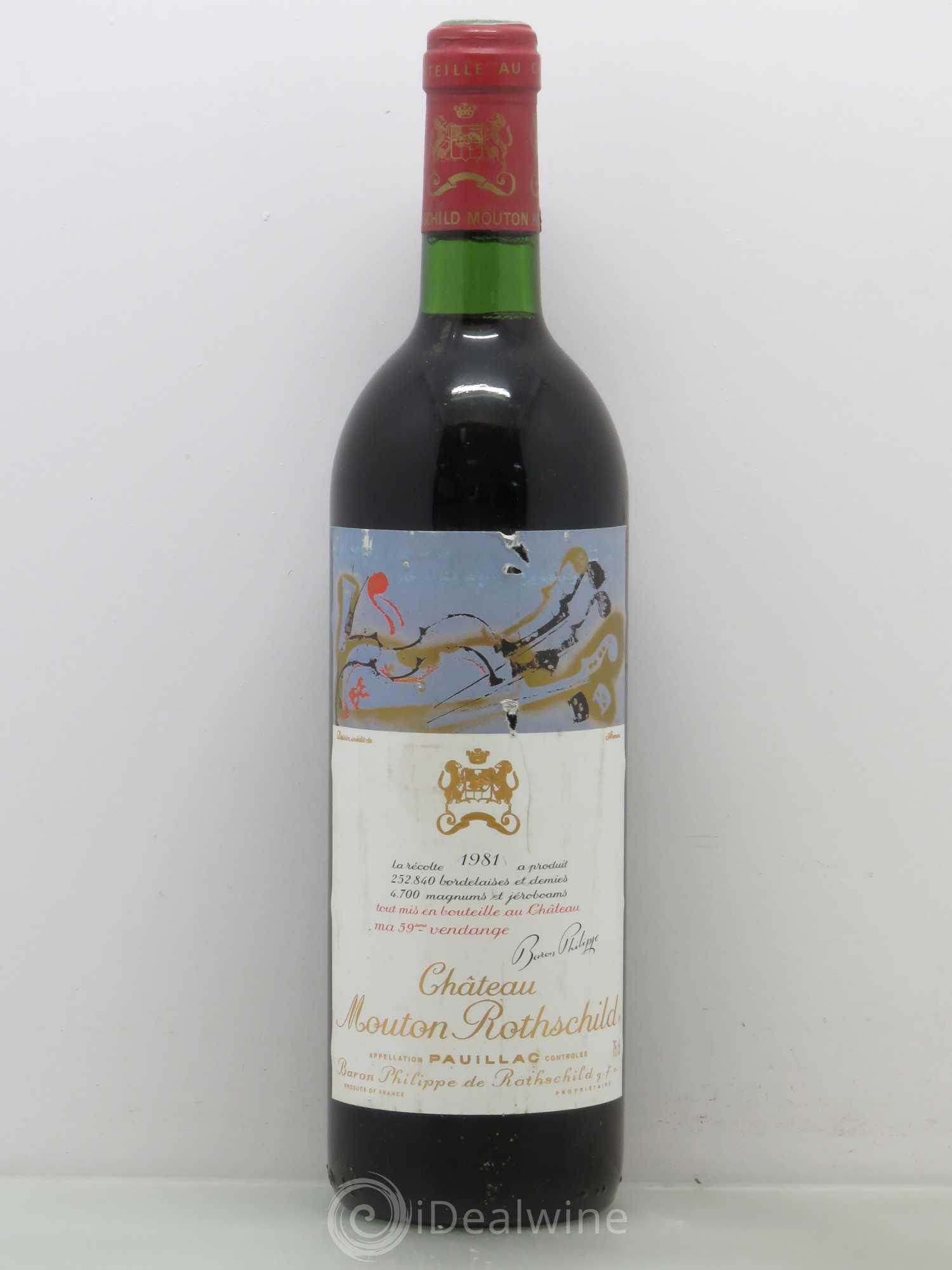 Château Mouton Rothschild 1er Grand Cru Classé 1981 - Lot de 1 bouteille - 0