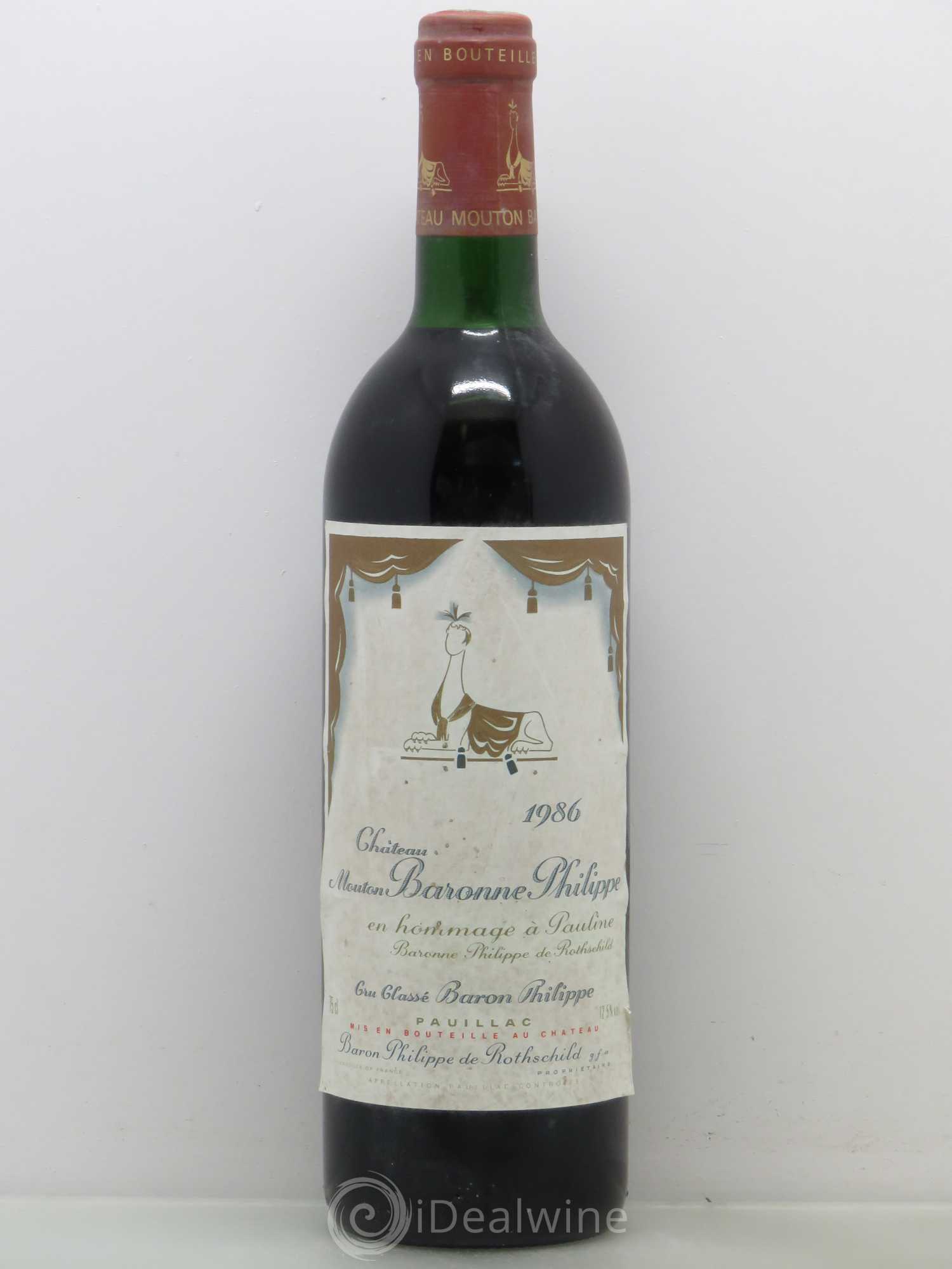 Château d' Armailhac - Mouton Baron(ne) Philippe 5ème Grand Cru Classé 1986 - Lot de 1 bouteille - 0